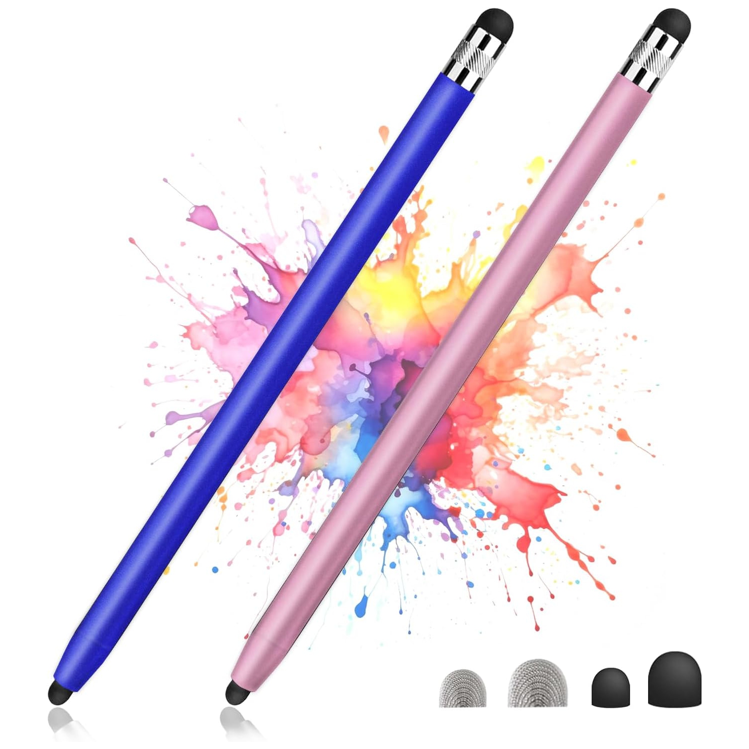 2 Pack Stylus Pens for Touch Screens,High Sensitivity Precision Capacitive Stylus Pen Compatible with iPad iPhone Samsung Tablets All Universal Touchscreen Devices with 4 Rubber
