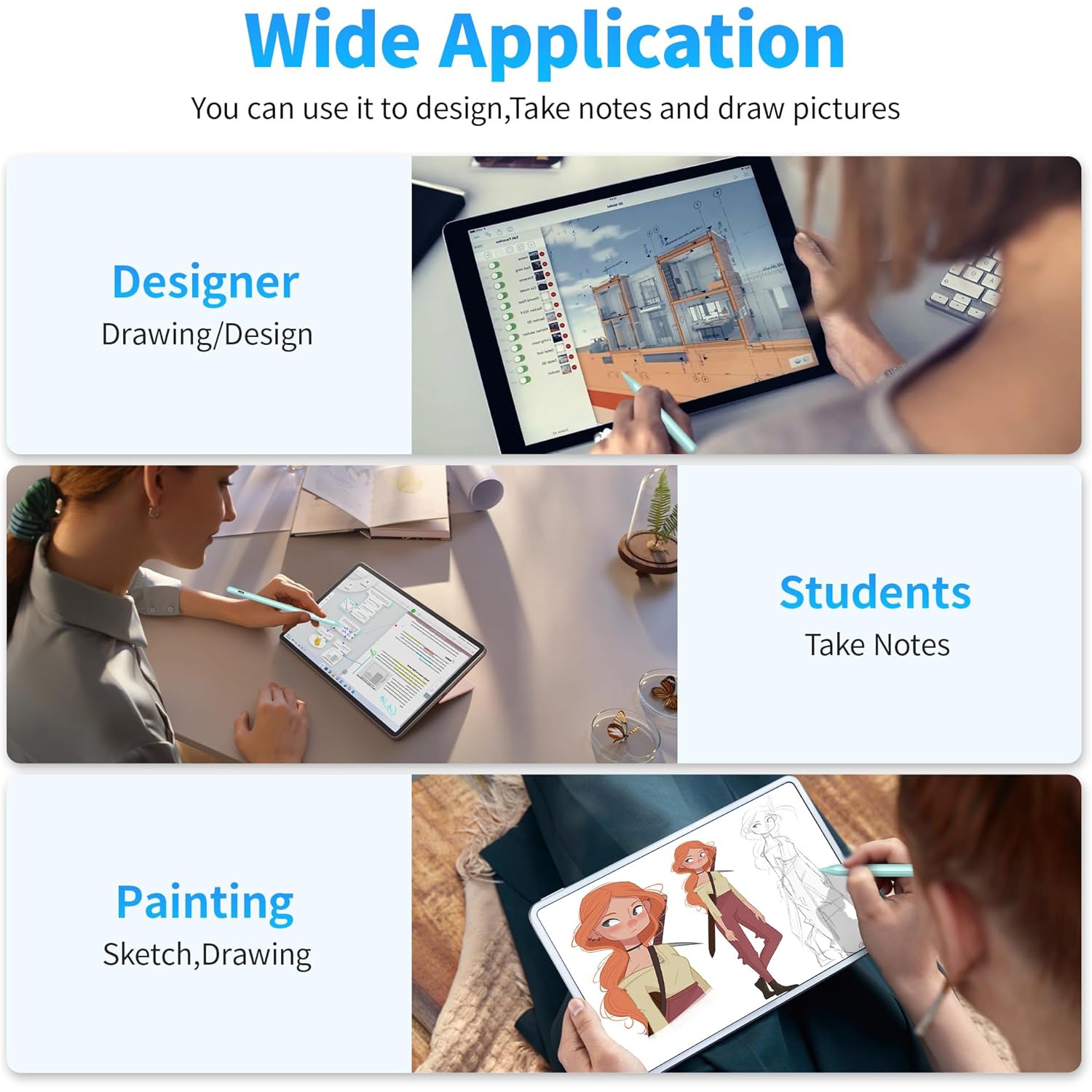 Stylus Pens for Touch Screen, Stylist Pen Compatible for Android and i-OS Tablet/Phones, Rechargeable Universal Stylus Pencil Compatible for