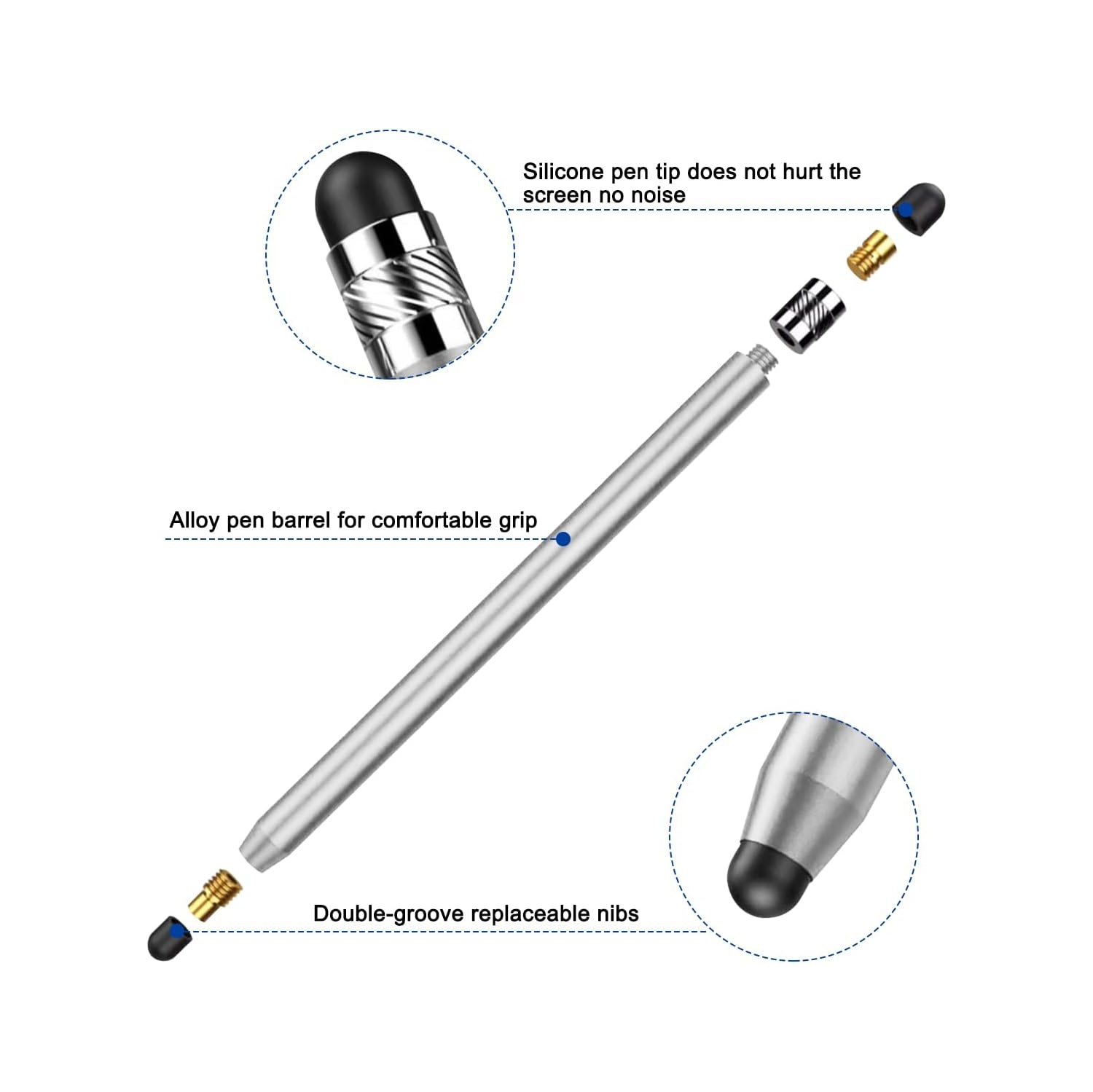 2 Pack Stylus Pens for Touch Screens, High Sensitivity Precision Capacitive Stylus Pen Compatible with iPad iPhone Samsung Tablets All Universal