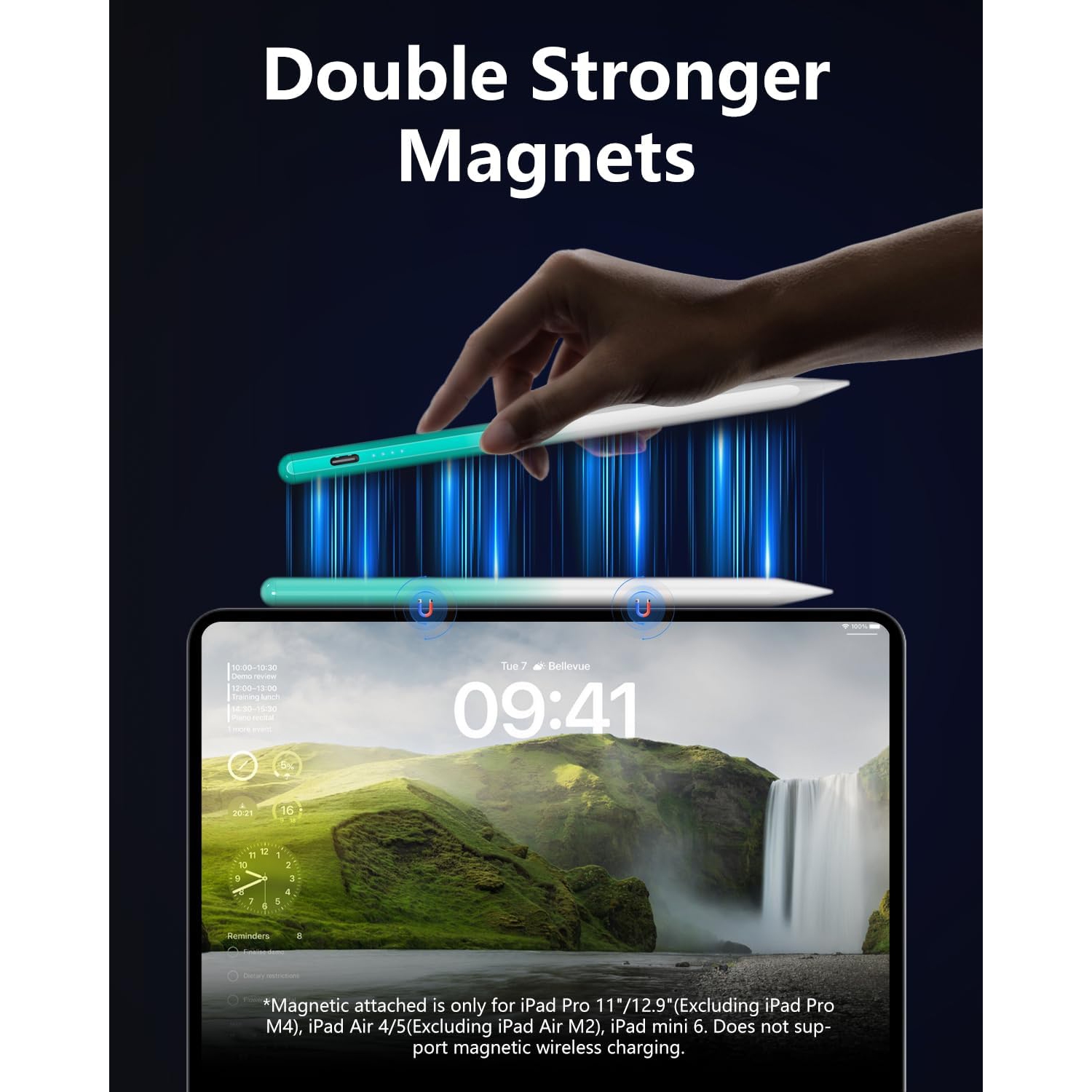 Pencil for iPad 2024-2018: Tilt Sensitivity & Palm Rejection for iPad Pencil - 12Hr Usage for iPad Pen, Magnetic Pen for iPad Compatible with iPad