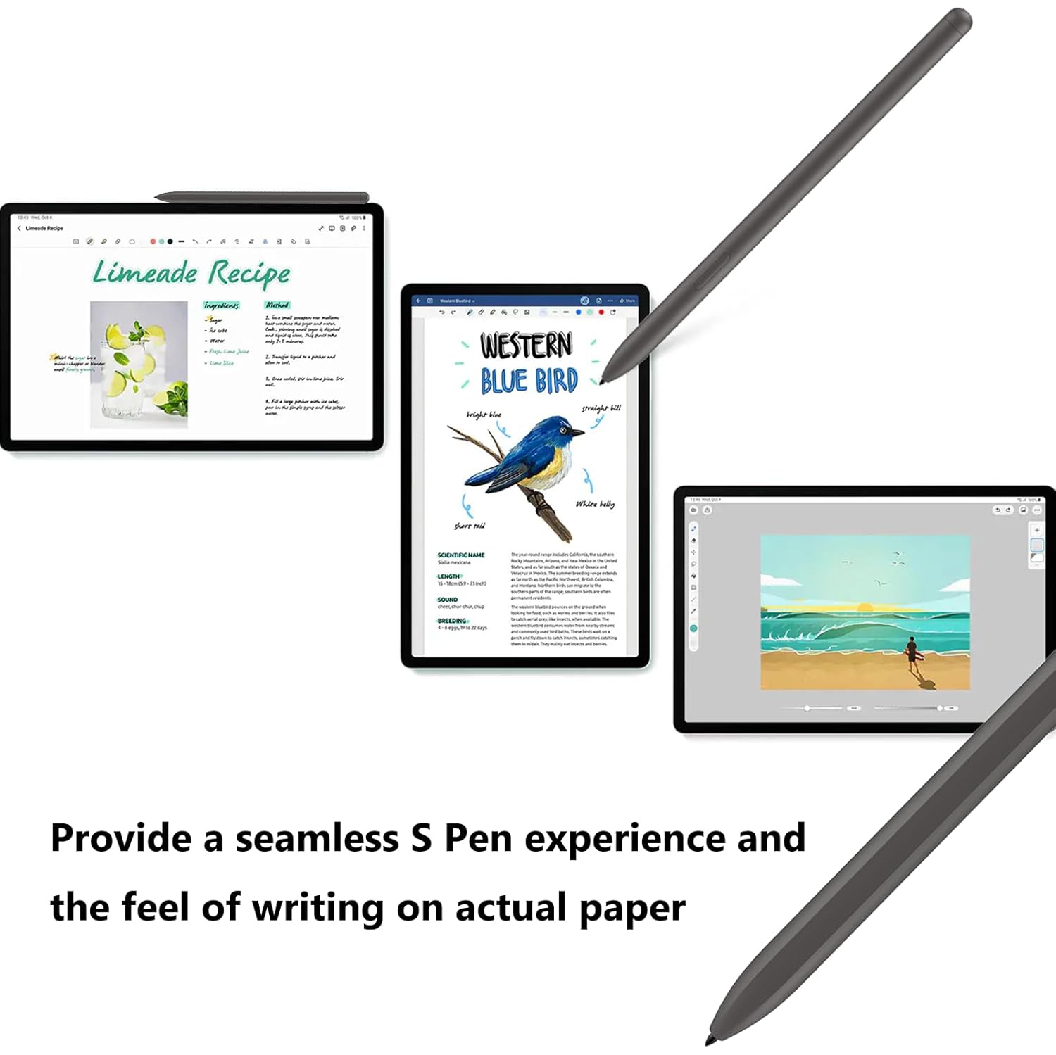 Galaxy Tab S9 FE Stylus Pen Replacement for Samsung Galaxy Tab S9 FE / S9 FE+ / S9 / S9+ SM-X510, SM-X516B S Pen with Nibs