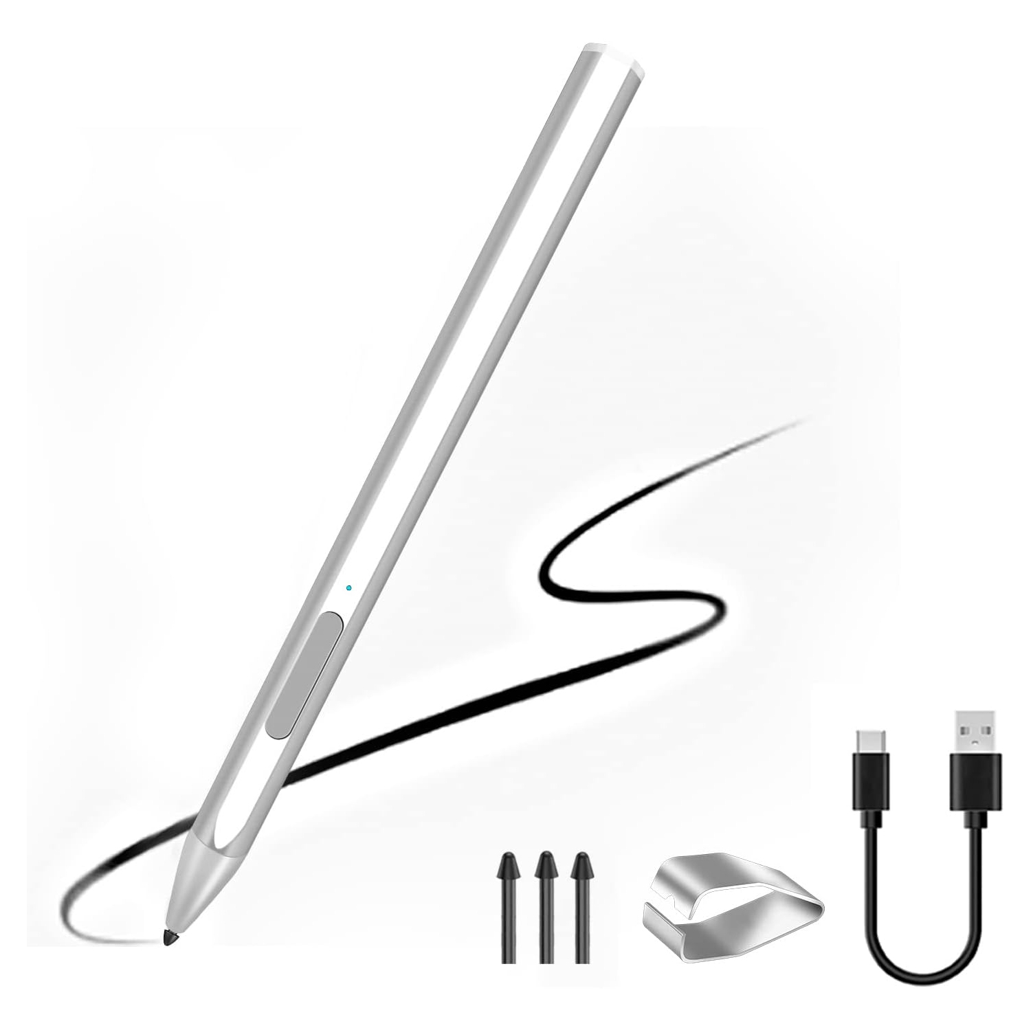 Stylus Pen for Microsoft Surface Pro 9/8/7/6/5/4/3/X Surface Laptop/Book/Studio Surface Go/Go2/Go3, 4096 Pressure Sensitivity, Magnetic Attachment, USB Charging, Palm Rejection