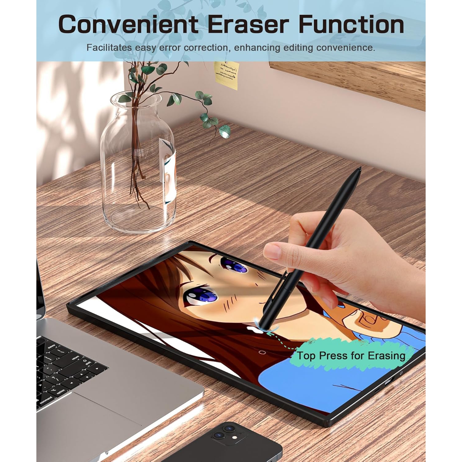 EMR Stylus Compatible with Remarkable 2, Replacement Digital Pen with Eraser, 4096 Pressure Levels, Palm Rejection, Tilt Support, for