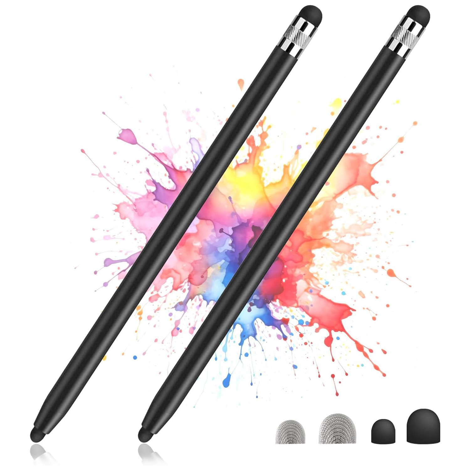 2 Pack Stylus Pens for Touch Screens, High Sensitivity Precision Capacitive Stylus Pen Compatible with iPad iPhone Samsung Tablets All Universal Touchscreen Devices with 4 Rubber