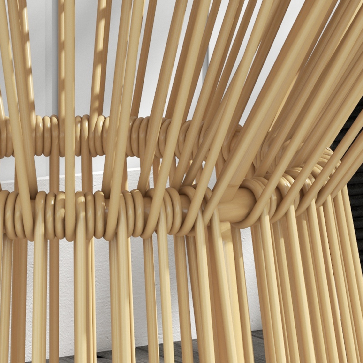 Outsunny Freestanding End Table, Round Hollow Drum Design Side Table with Round PE Rattan and Tempered Glass Tabletop for Patio, Garden, Balcony,