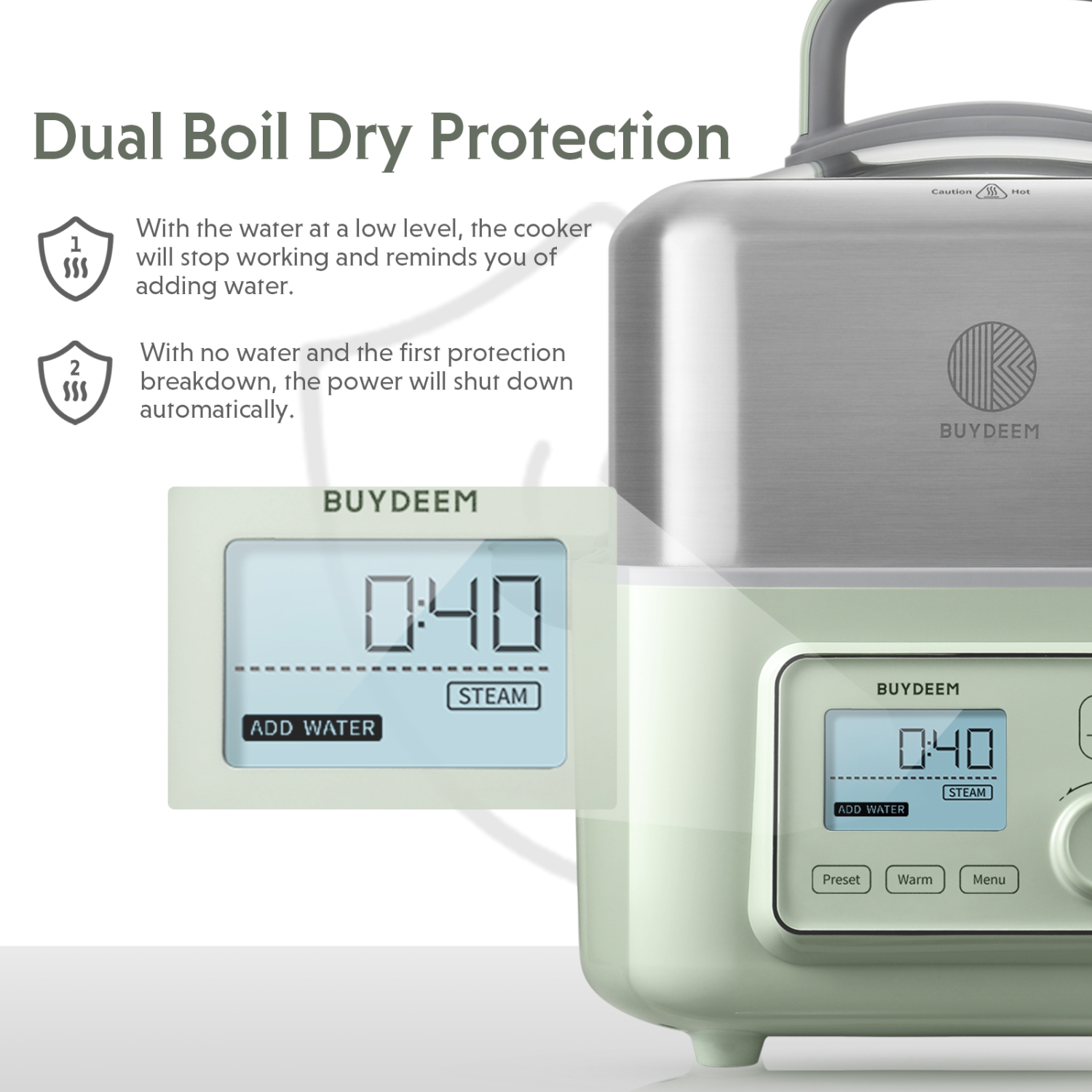 BUYDEEM G553 5-Quart Electric Food Steamer for Cooking, One Touch Multifunctional Vegetable Steamer, Quick Steam in 60s, Stainless Steel Tray & Glass