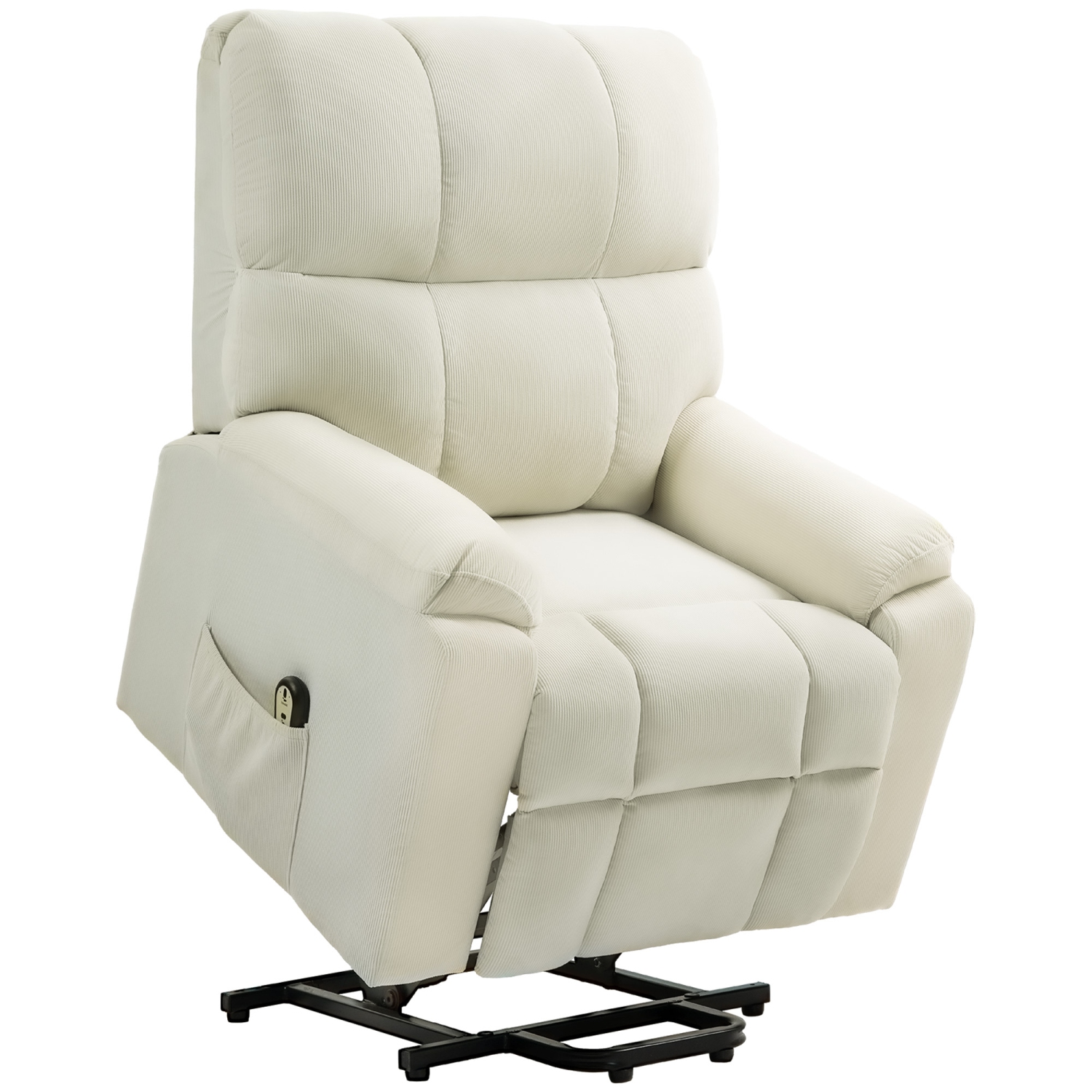 Fauteuil inclinable électrique de HOMCOM, fauteuil inclinable électrique recouvert de tissu pour aînés avec pochettes latérales, télécommande,