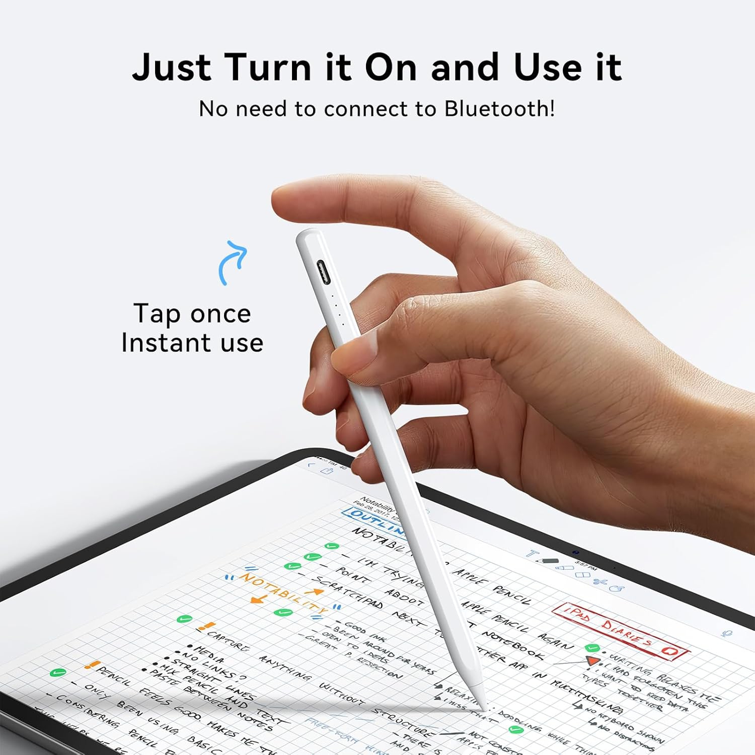 Stylus Pen for iPad,Fast Charge,Active iPad Pencil With Tilt Sensitivity&Palm Rejection For iPad(6/7/8/9/10th),iPad Air(3/4/5/M2),iPad