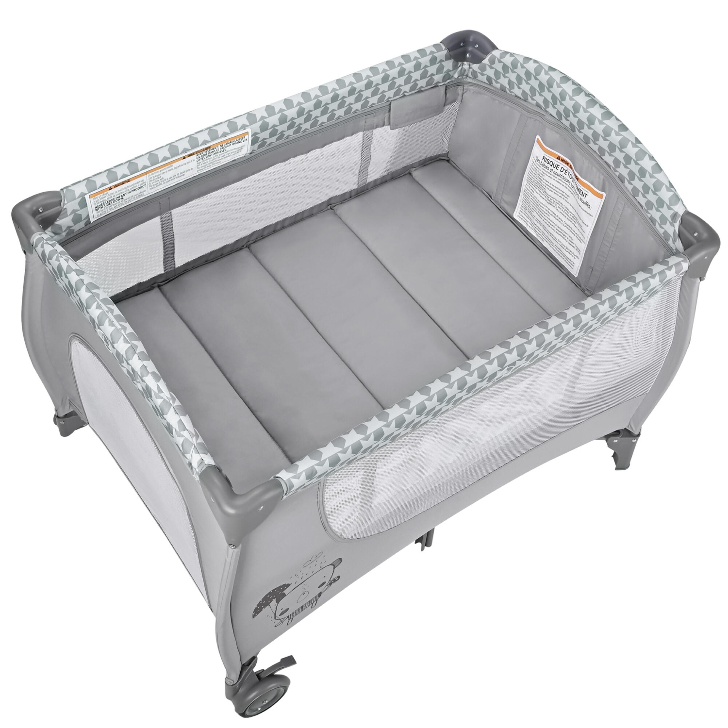 Parc pliable pour bébé avec berceau et table à langer, parc portatif de voyage pour bébé avec barrière à fermeture à glissière, gris