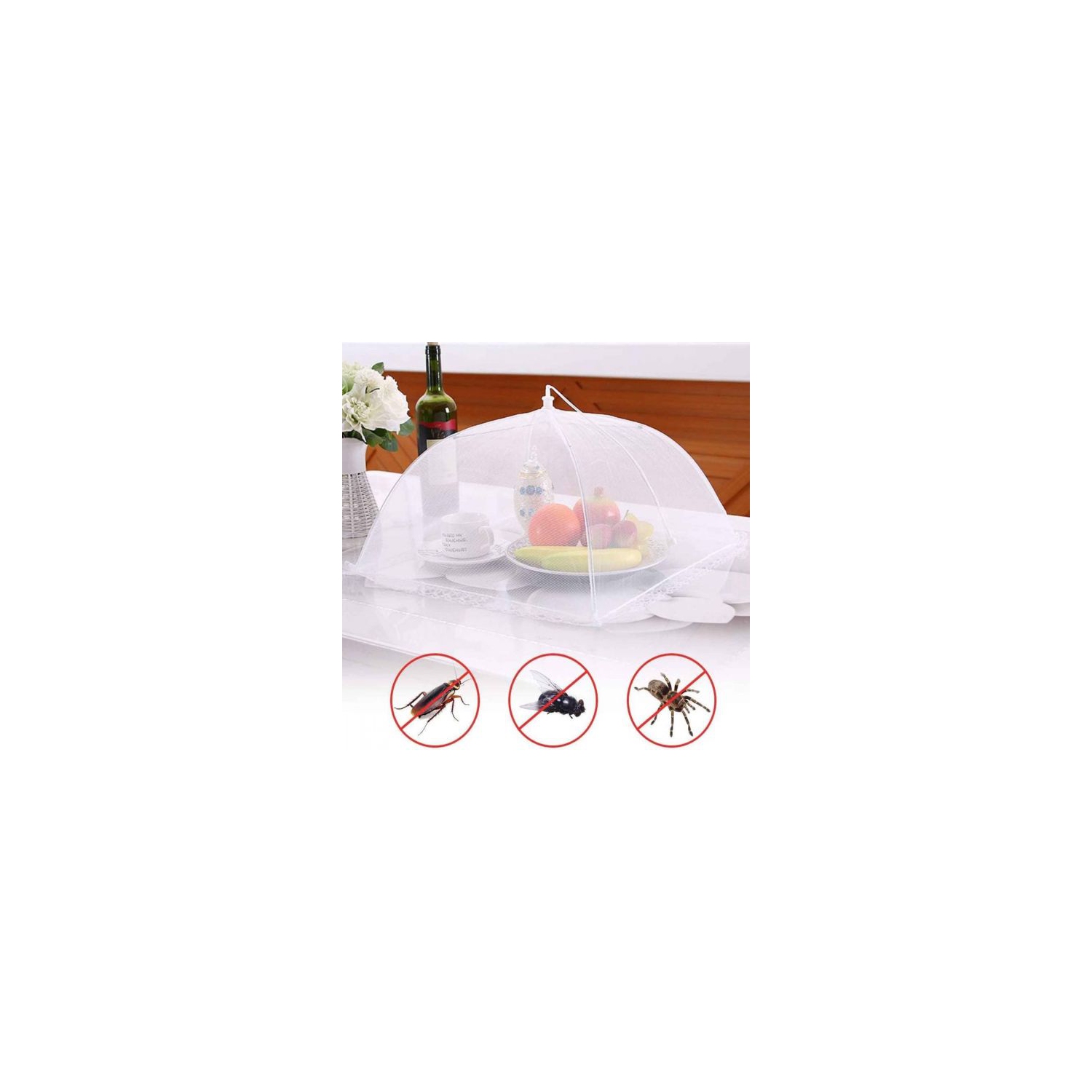 Food Cover For Outside 1 Pcs Reusable Food Tent Fruit Cover Pop-Up Food Nets Outdoors Mesh Screen Collapsible ,White