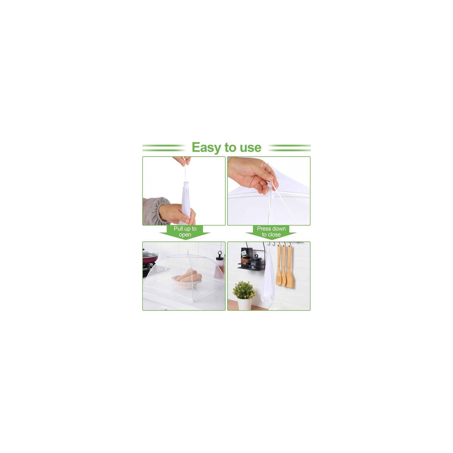 Food Cover For Outside 1 Pcs Reusable Food Tent Fruit Cover Pop-Up Food Nets Outdoors Mesh Screen Collapsible ,White