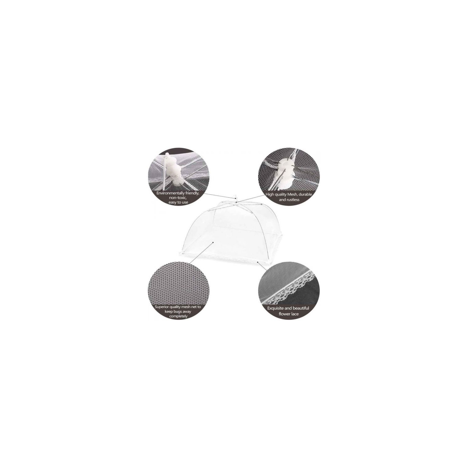 Food Cover For Outside 1 Pcs Reusable Food Tent Fruit Cover Pop-Up Food Nets Outdoors Mesh Screen Collapsible ,White