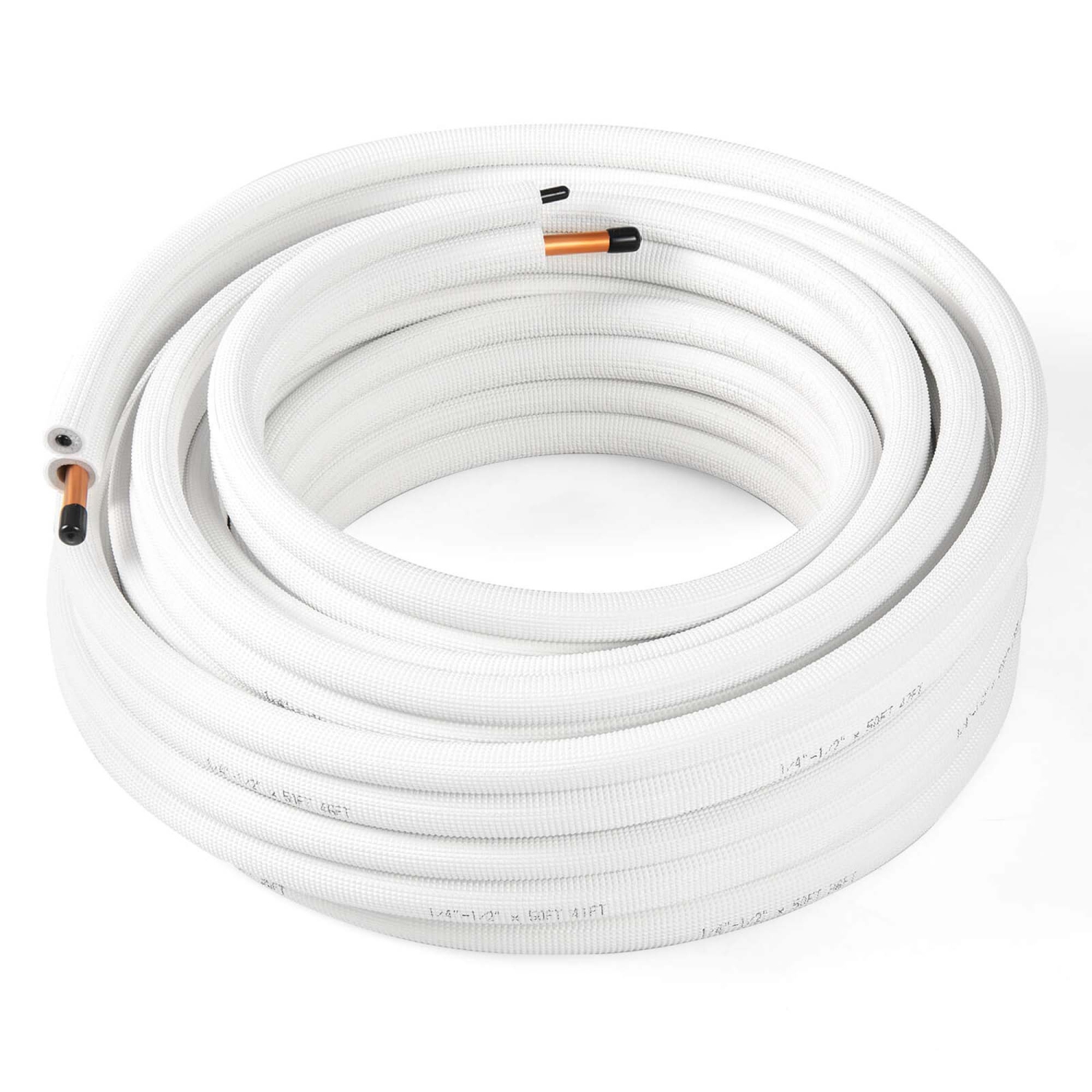 Costway 50 FT Air Conditioning Copper Tubing Hose Extension for Mini Split AC Includes 1/4 inch & 1/2 inch O.D. pipes