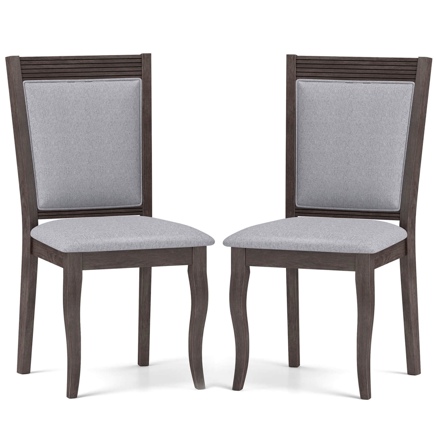 Costway Wood Dining Chairs Set of 2 with Rubber Wood Frame Padded Seat High Backrest