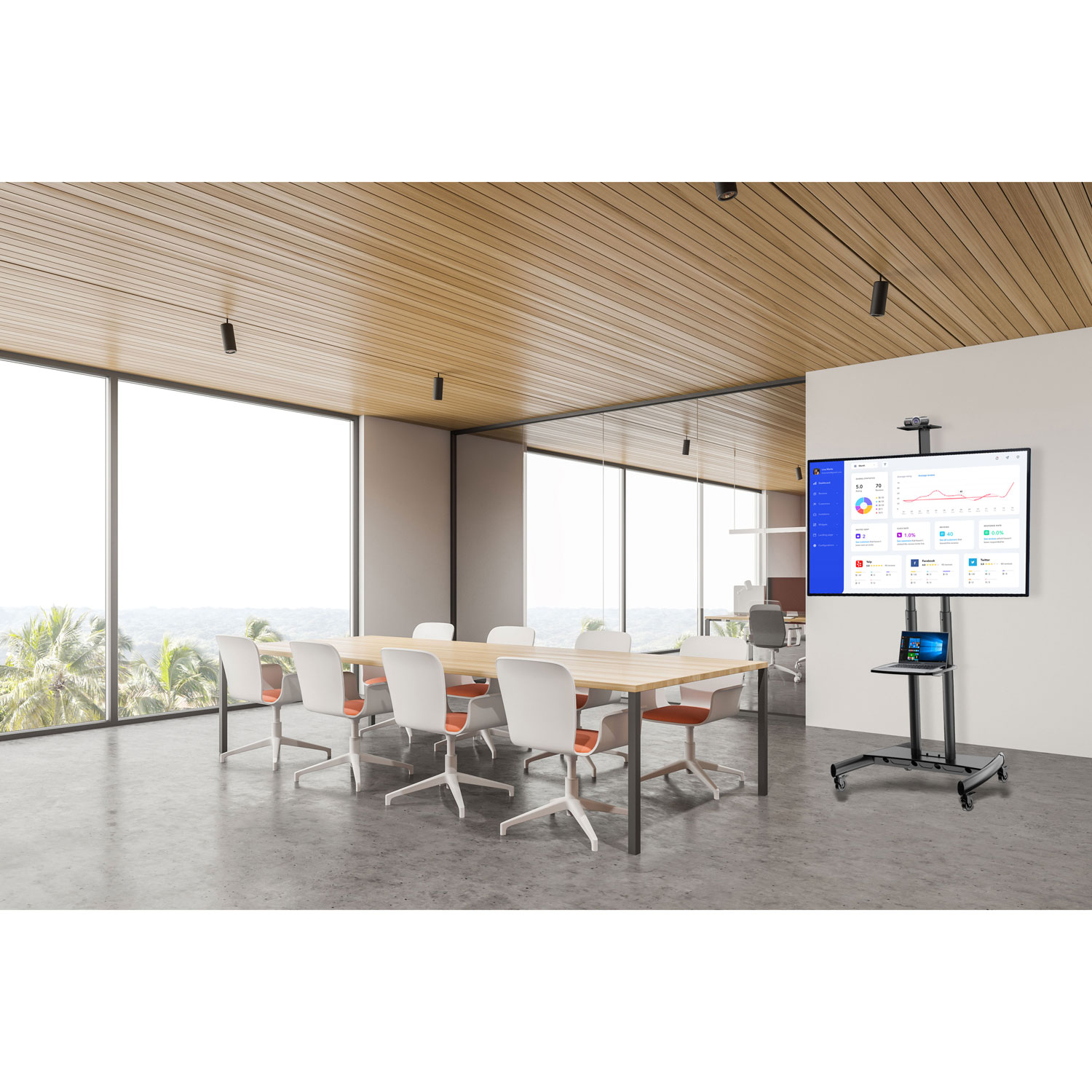 North Bayou Mobile TV Cart with 55" - 85" Mount