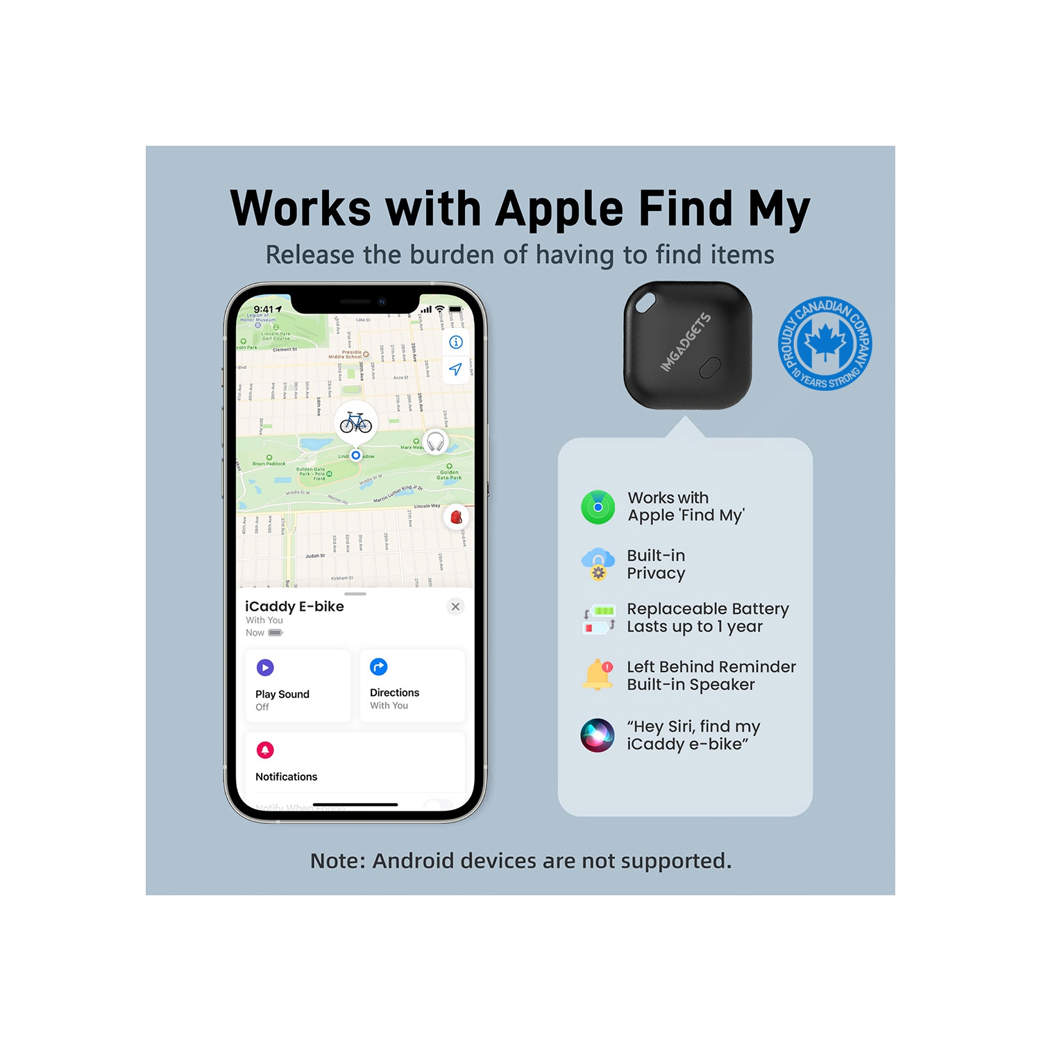 Balise intelligente d'IMGadgets | Compatible avec Localiser d’Apple | Balise de suivi universelle | Compacte et légère | Durable et résistante à