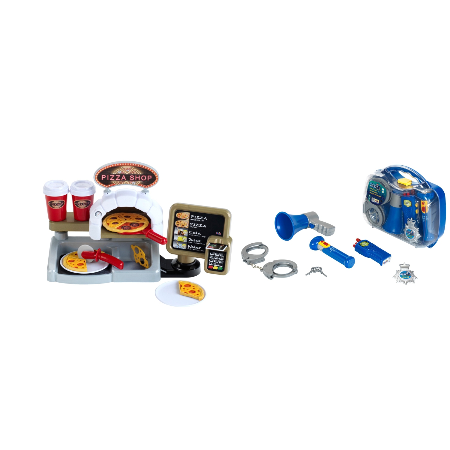 Theo Klein Pizza Shop & Police Case Bundle