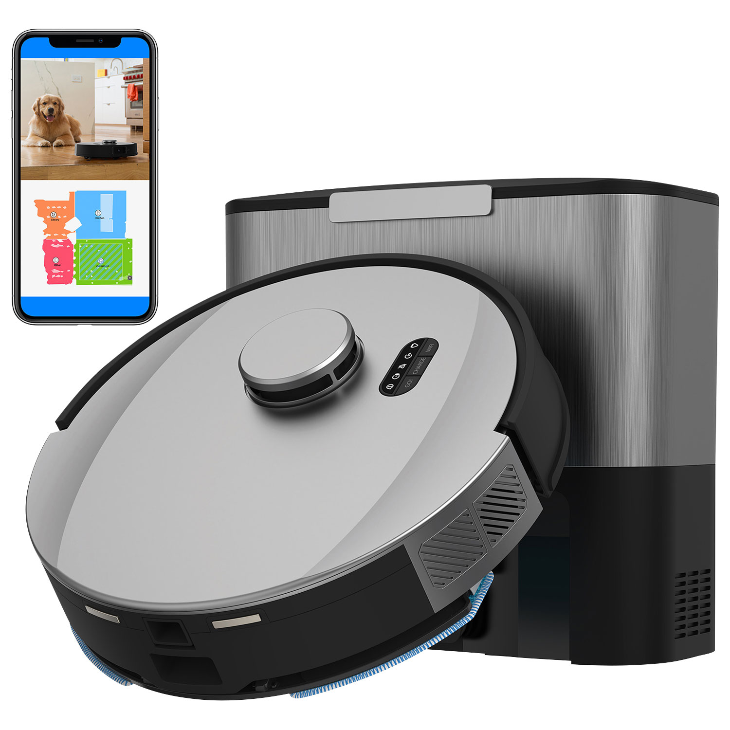 bObsweep UltraVision WiFi Connected Self-Empty Robot Vacuum & Mop - Stainless Steel - Only at Best Buy