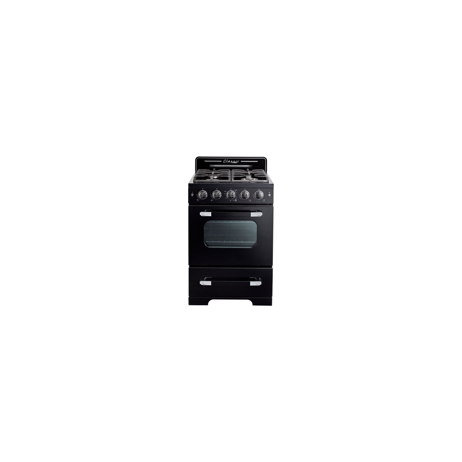 Unique Classic Retro 24" 2.9 Cu. Ft. Fan Convection Freestanding Gas Range - Midnight Black