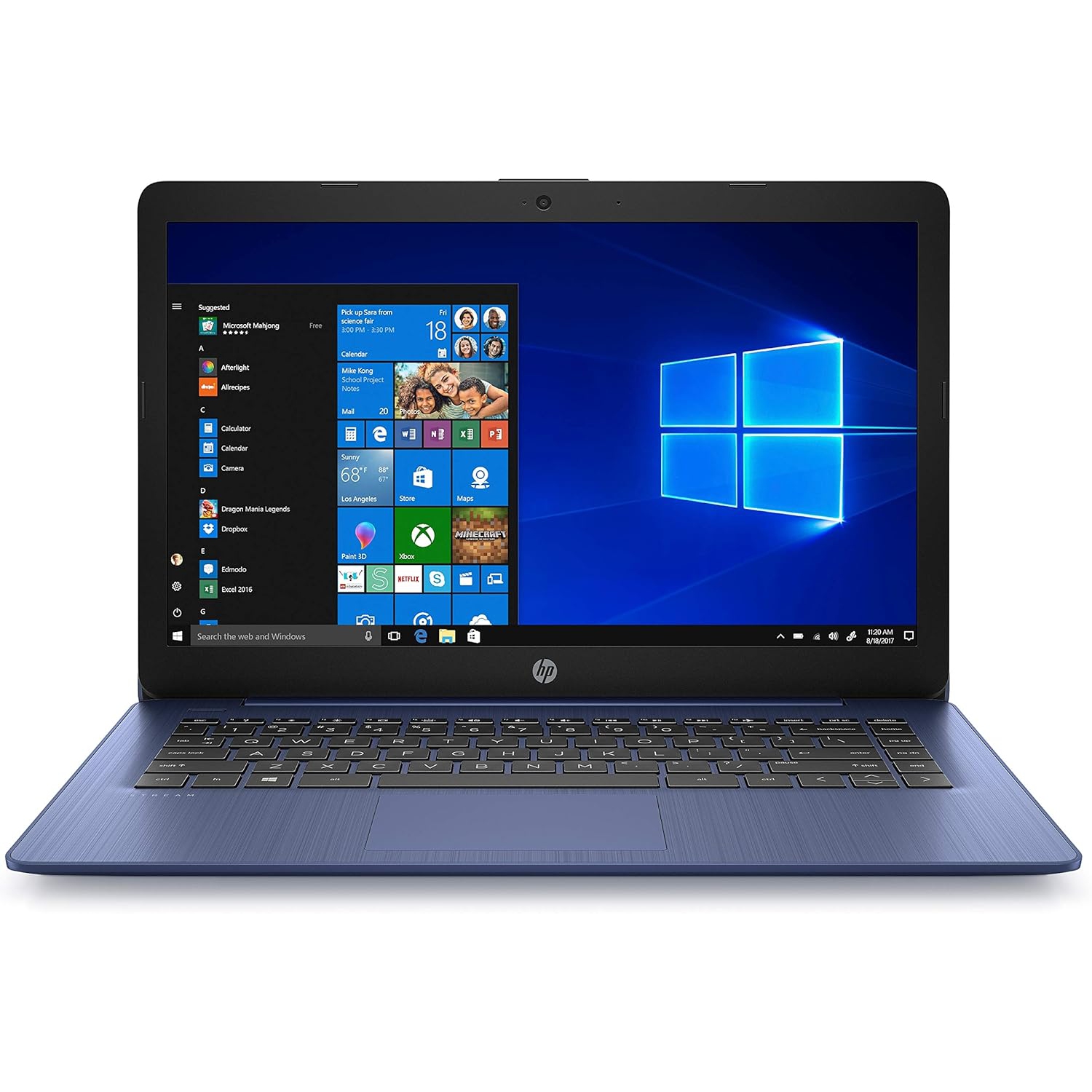 Open Box HP 14-ds0036nr 14" Stream Laptop Windows, 10S Touch Screen, AMD Dual-Core A4-9120e, 4GB RAM, 64GB eMMC, Royal Blue