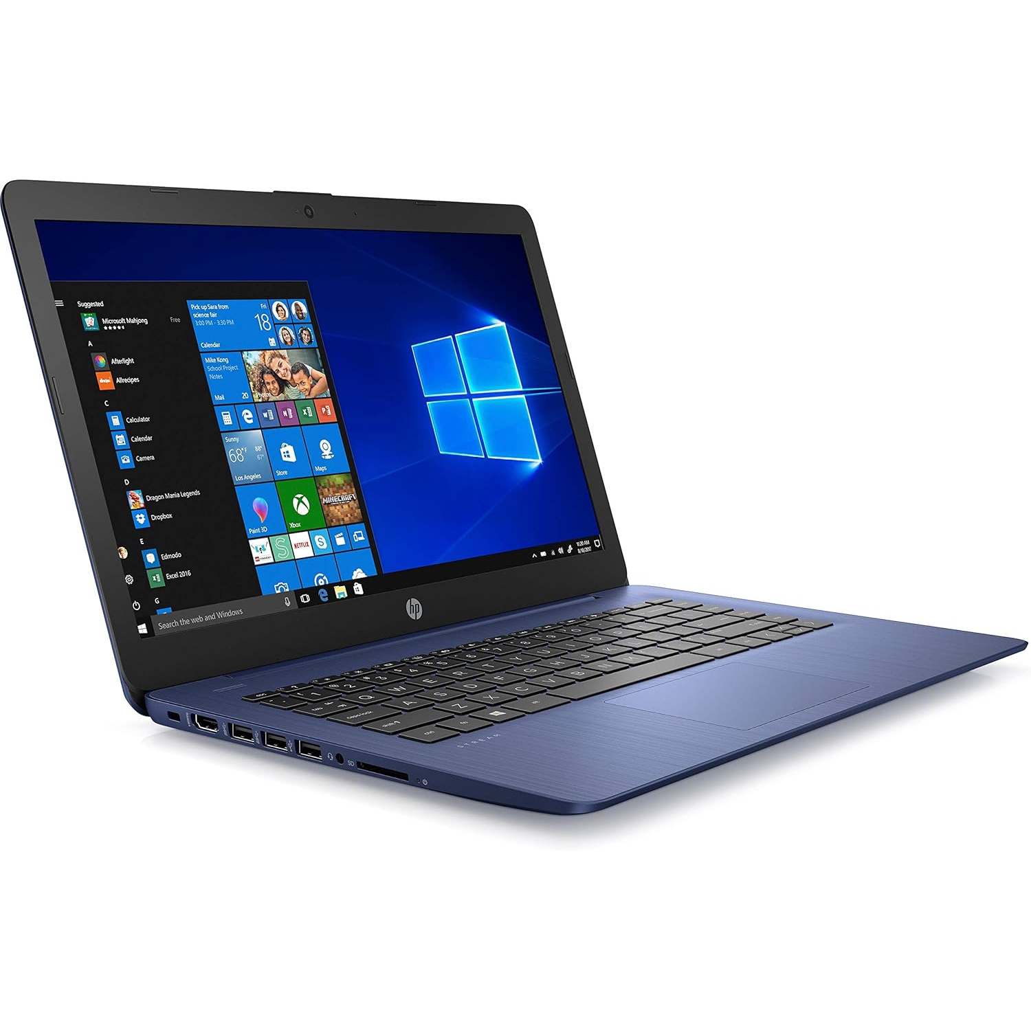Open Box HP 14-ds0036nr 14" Stream Laptop Windows, 10S Touch Screen, AMD Dual-Core A4-9120e, 4GB RAM, 64GB eMMC, Royal Blue