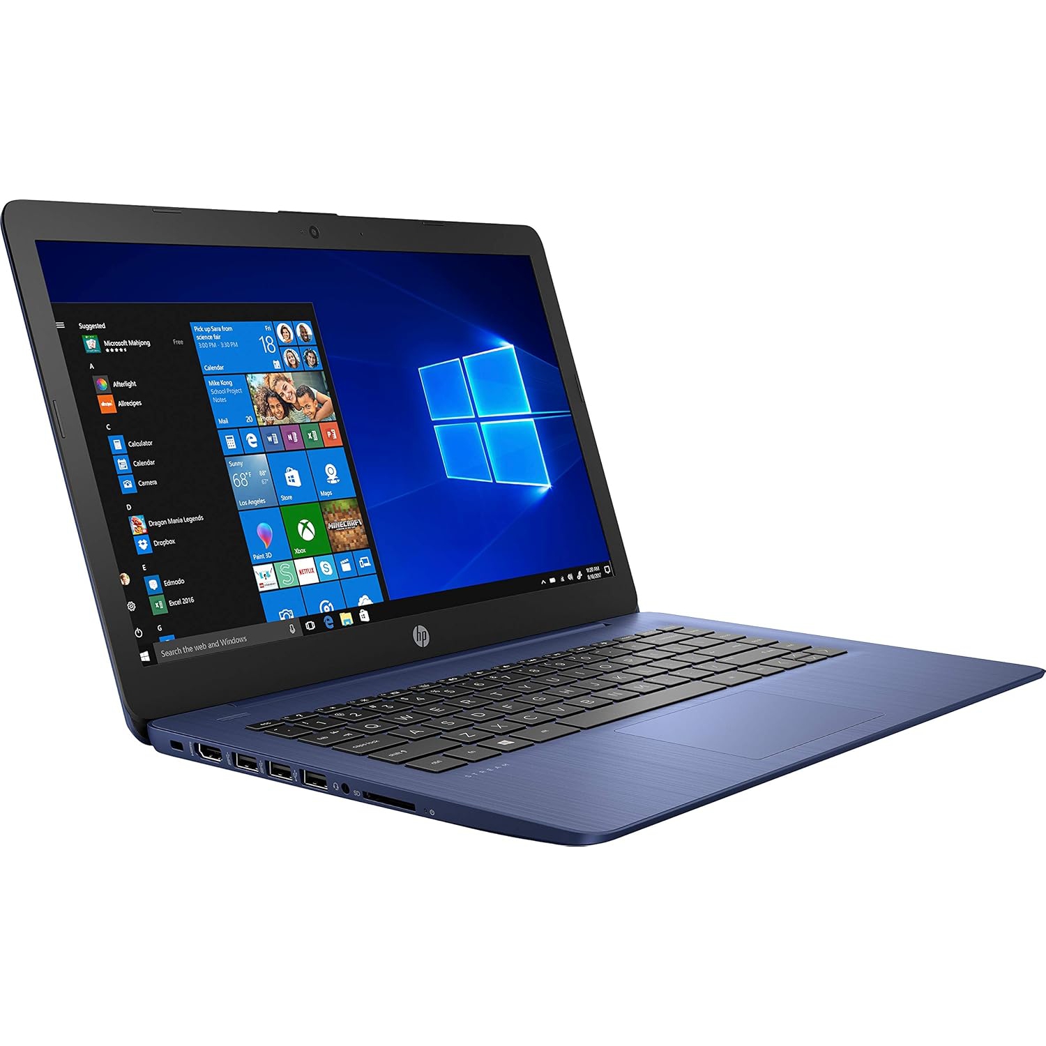 Open Box HP 14-ds0036nr 14" Stream Laptop Windows, 10S Touch Screen, AMD Dual-Core A4-9120e, 4GB RAM, 64GB eMMC, Royal Blue