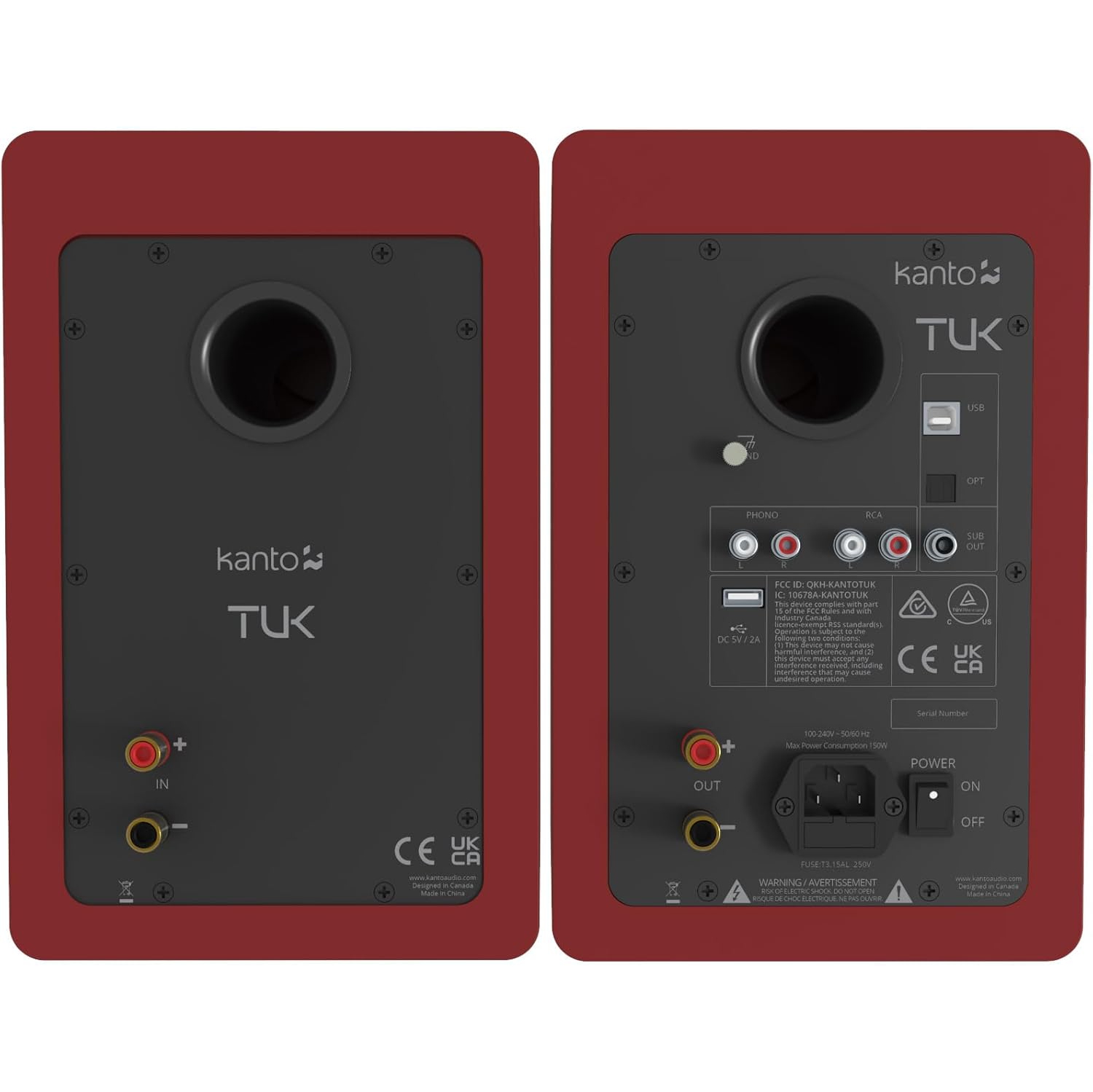 Kanto TUK Powered Bookshelf Speakers w/ Built-in USB DAC, Dedicated RCA w/ Phono Pre-amp, Bluetooth, AMT Tweeter & 5.25" Aluminum Driver