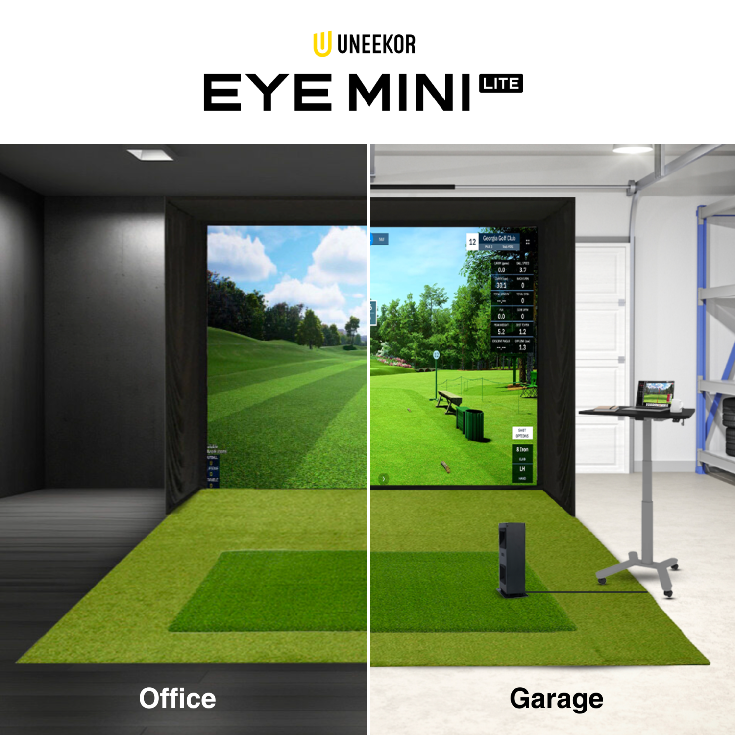 UNEEKOR EYE MINI LITE Golf Simulator – Indoor Launch Monitor with 19 Metrics, Near-Zero Latency, Easy Setup, AI Trainer Compatible, Works with GSPro,