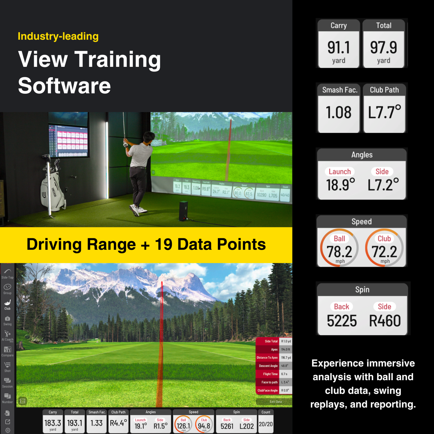 UNEEKOR EYE MINI LITE Golf Simulator – Indoor Launch Monitor with 19 Metrics, Near-Zero Latency, Easy Setup, AI Trainer Compatible, Works with GSPro,