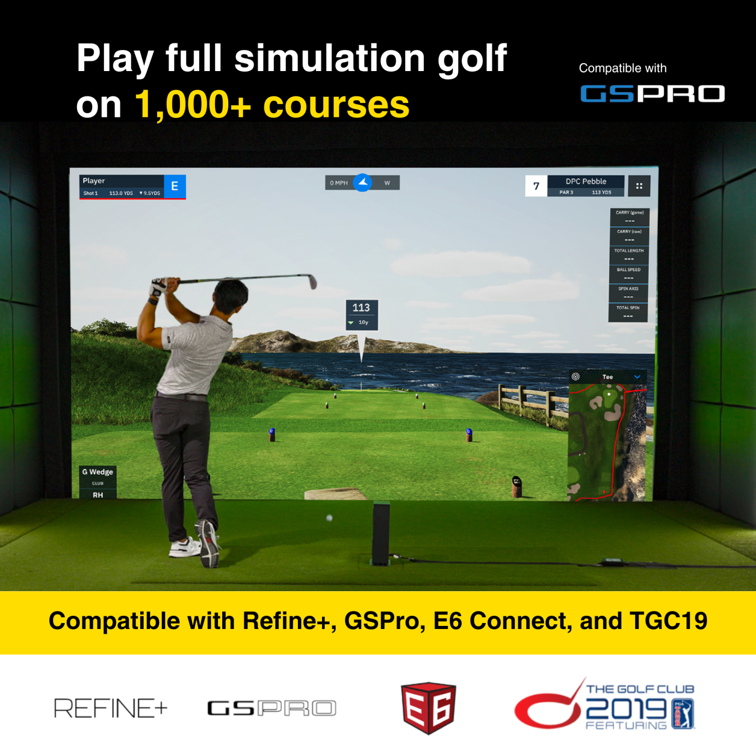 UNEEKOR EYE MINI LITE Golf Simulator – Indoor Launch Monitor with 19 Metrics, Near-Zero Latency, Easy Setup, AI Trainer Compatible, Works with GSPro,