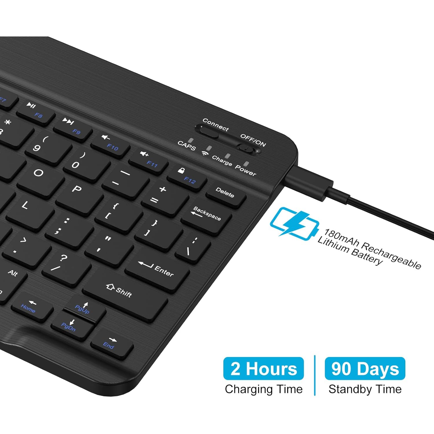 Ultra-Slim Bluetooth Wireless Keyboard, Portable Mini Rechargeable Keyboard for iPad, iPhone, Tablet, Laptop, MacBook, Multi-Device Keyboard