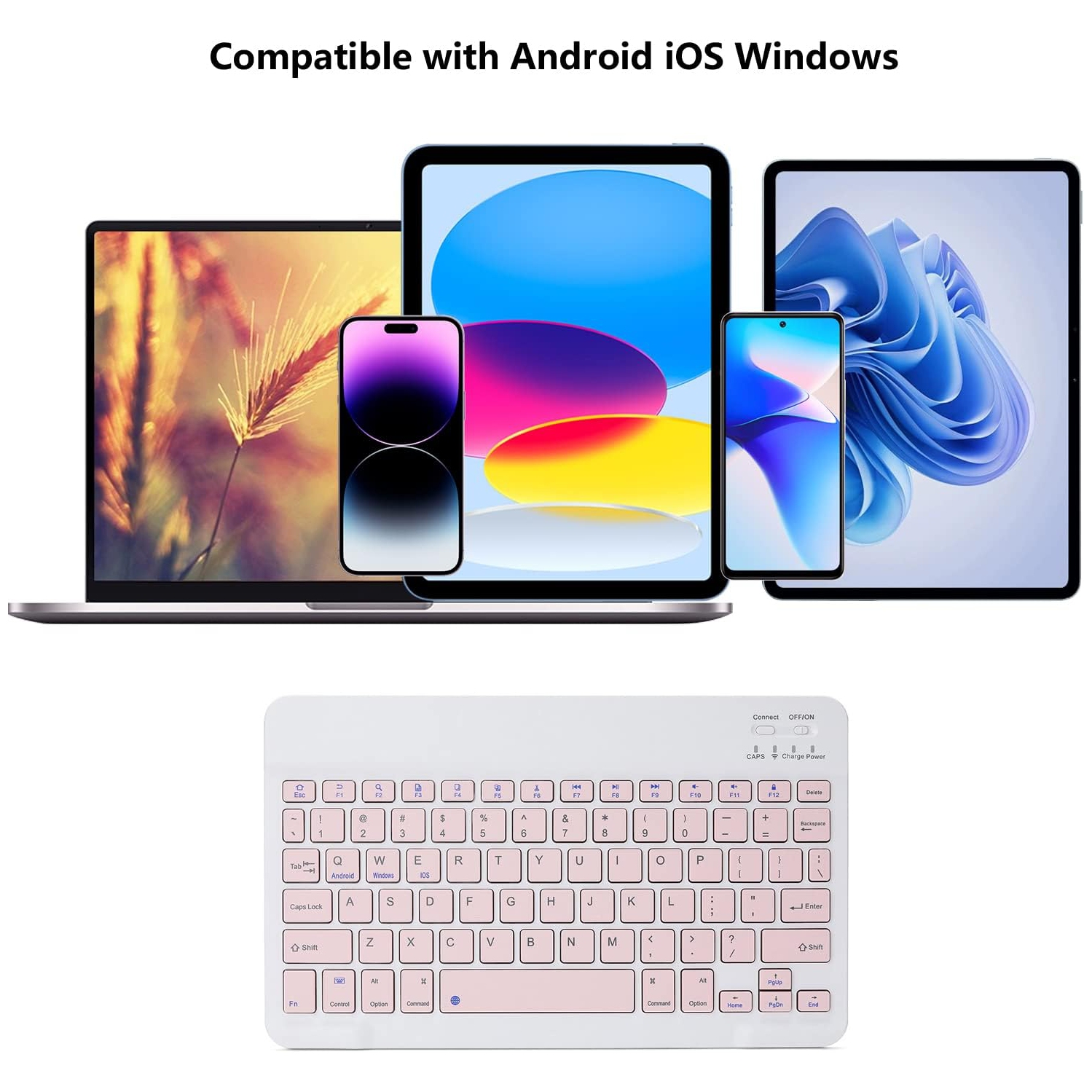 Ultra-Slim Rechargeable Bluetooth Keyboard Portable Compact Wireless Keyboard for Android Windows Samsung Galaxy Tab Tablet Smartphone Cell Phone iOS