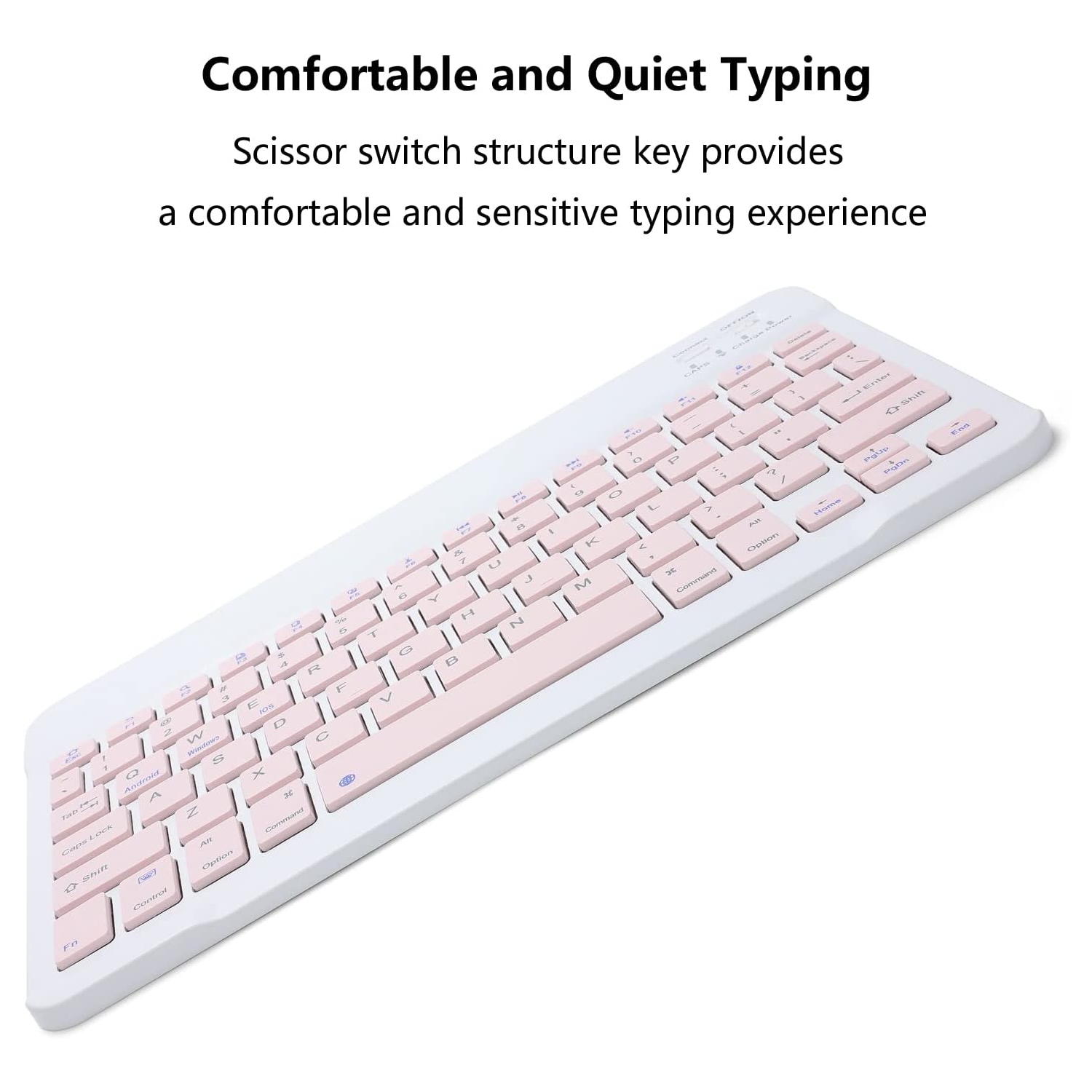 Ultra-Slim Rechargeable Bluetooth Keyboard Portable Compact Wireless Keyboard for Android Windows Samsung Galaxy Tab Tablet Smartphone Cell Phone iOS
