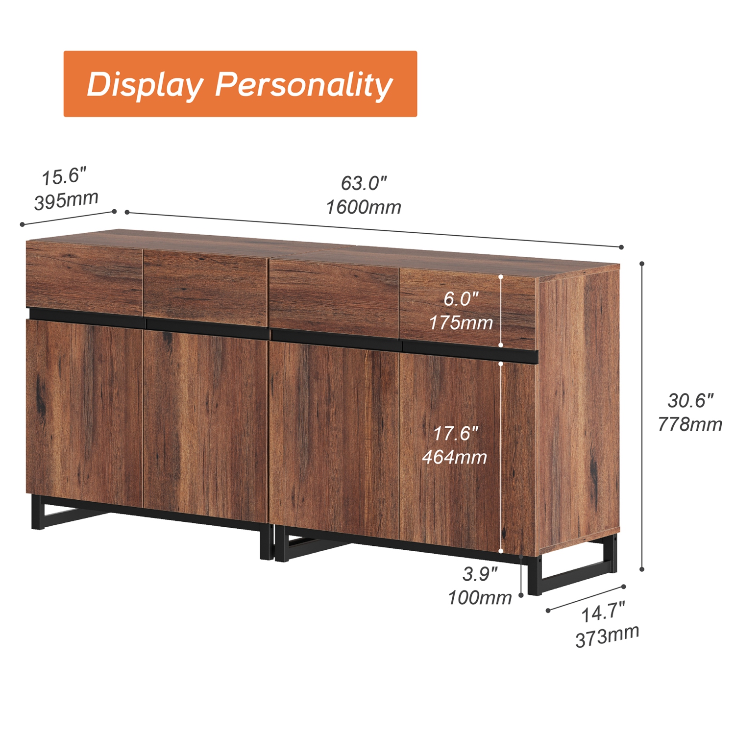 WAMPAT Modern TV Stand for TVs up to 70 inch, 2 in 1 Entertainment Center TV Console with Storage Cabinets Media Console for Living Room,Bedroom,Brown