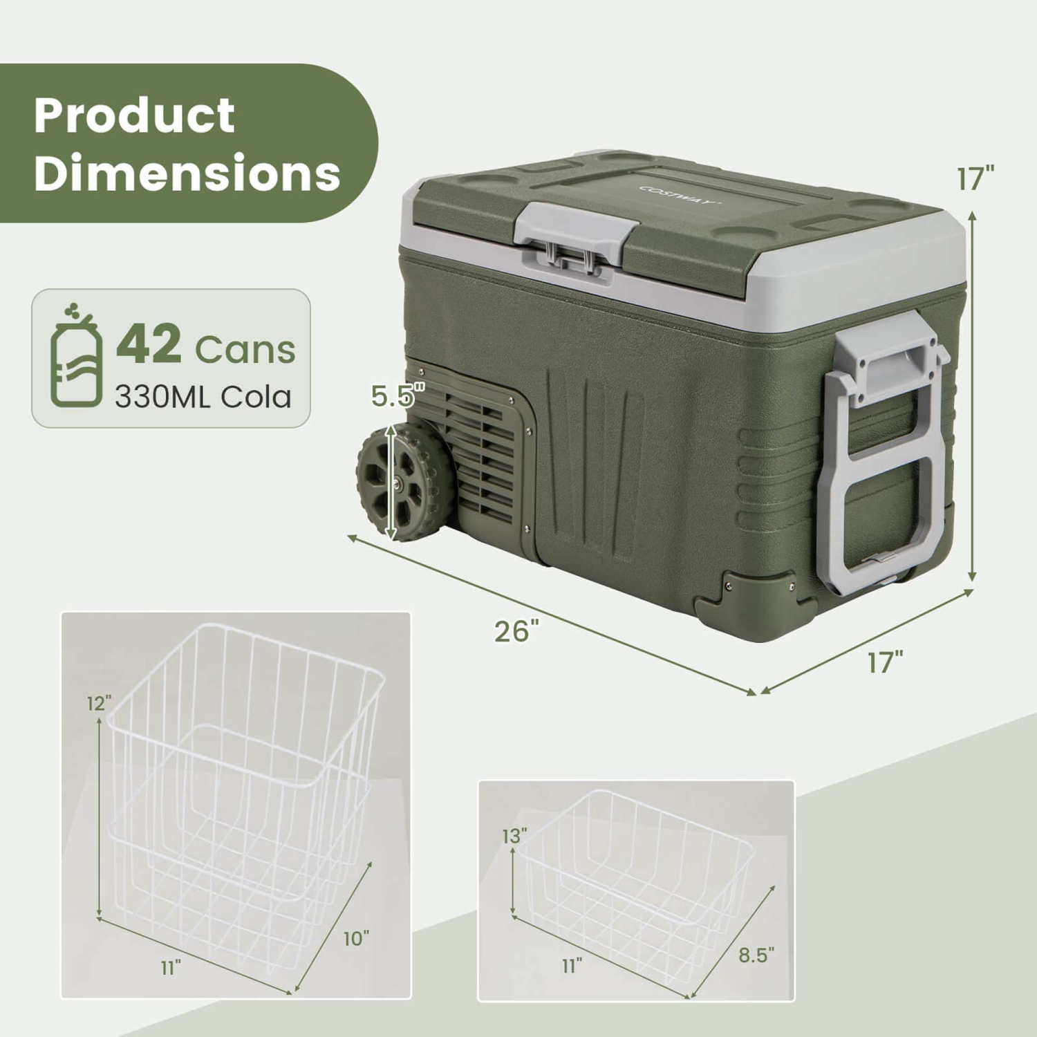 Réfrigérateur d'auto portatif de 12 V de Costway, 37 pintes, avec cuisinière réglable de 4 à 68 unités