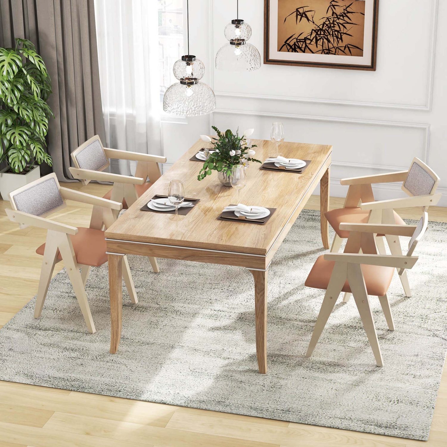 Ensemble de 2 chaises d'appoint modernes Costway avec coussins de siège en cuir et dossiers en Sherpa gris