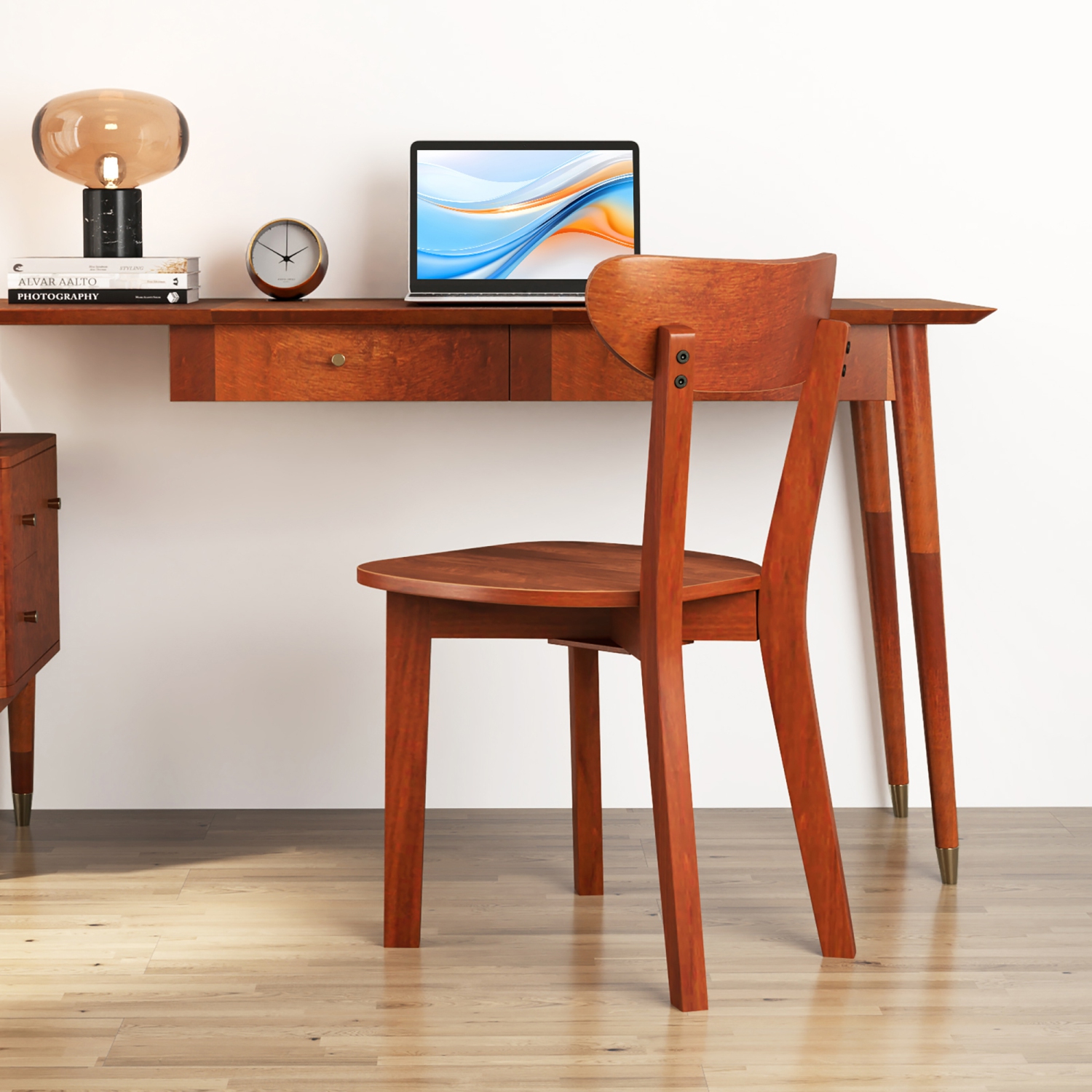 Gymax Solid Wood Dining Chair Set of 4 w/ Curved Backrest & Rubber Wood Frame