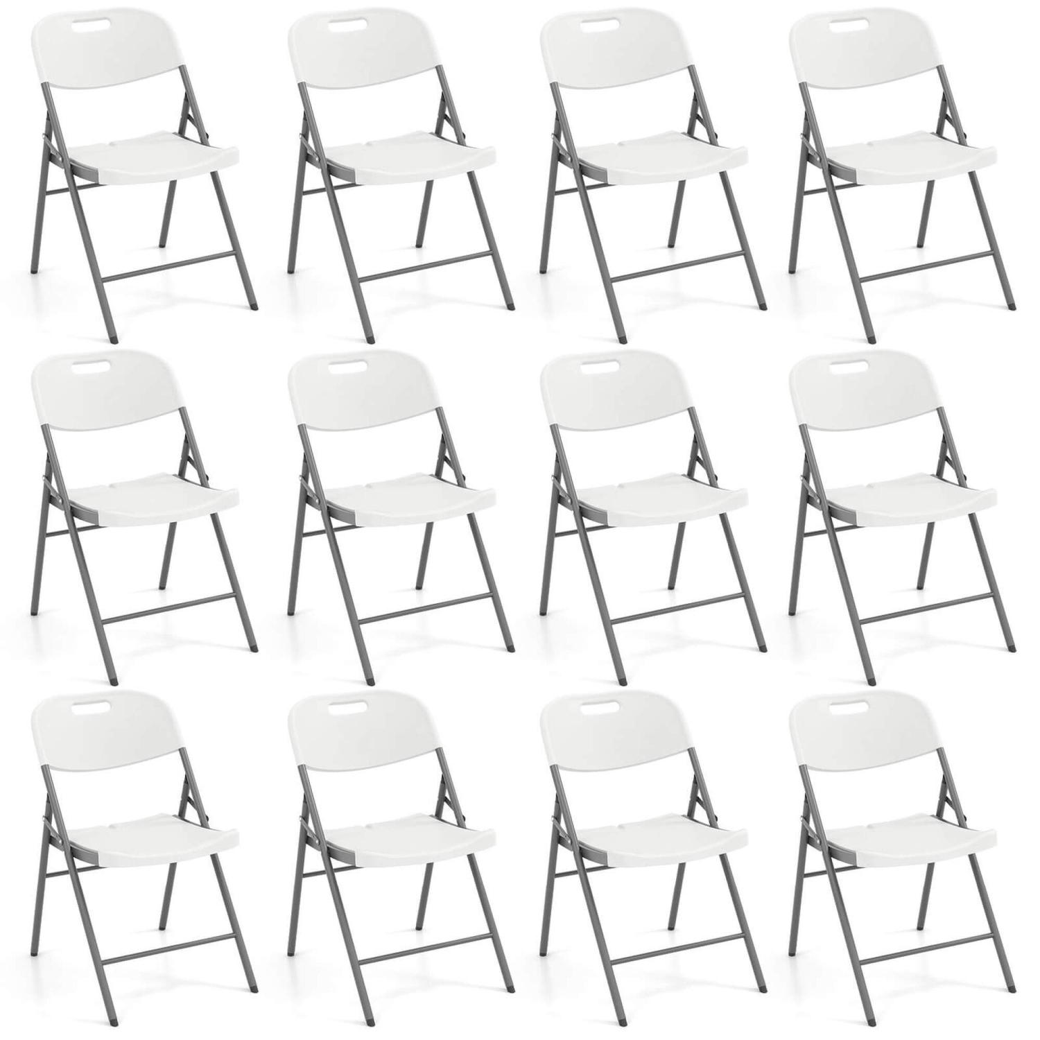 Ensemble de 12 chaises pliantes en plastique PEHD avec cadre en métal de Costway pour le bureau à domicile