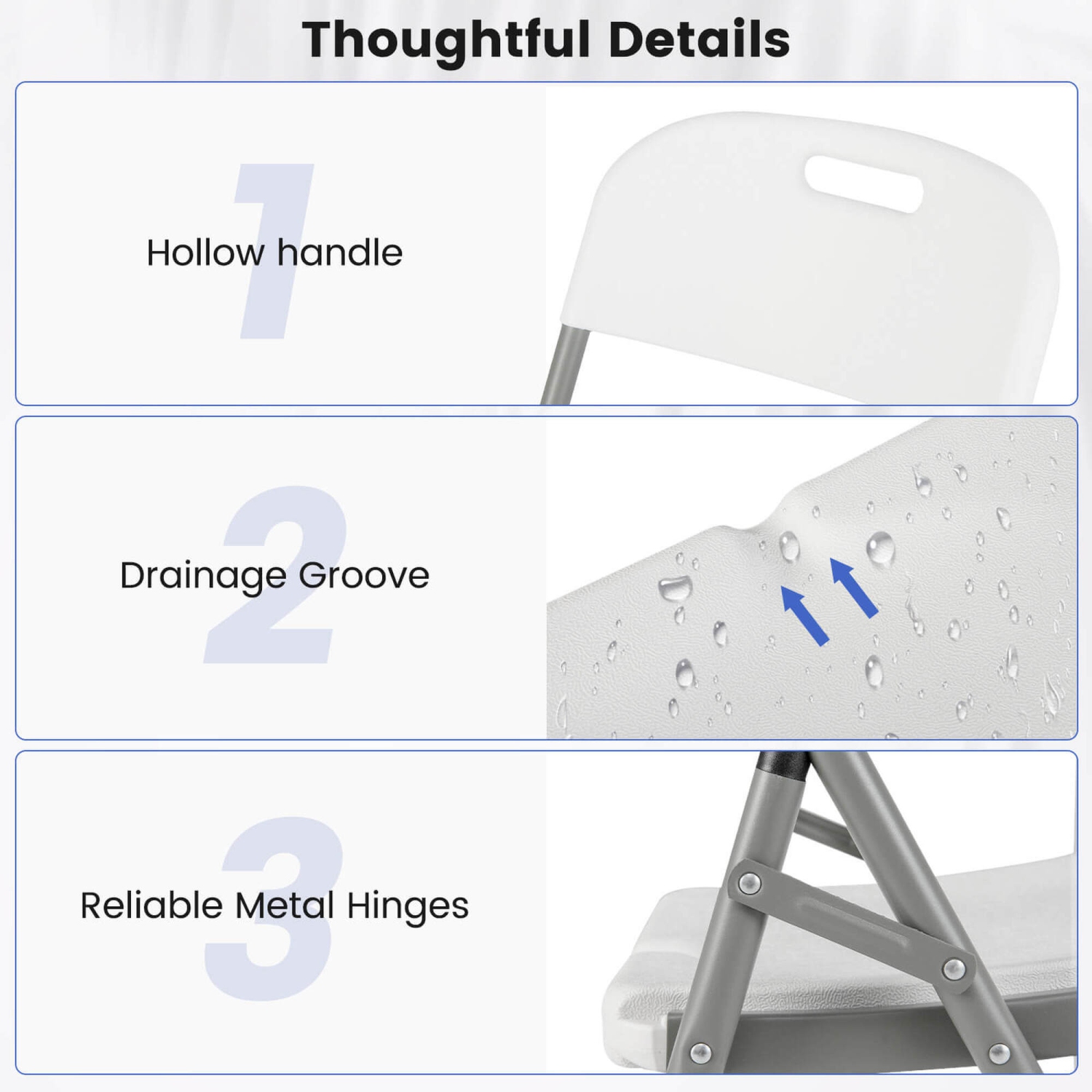Ensemble de 12 chaises pliantes en plastique PEHD avec cadre en métal de Costway pour le bureau à domicile