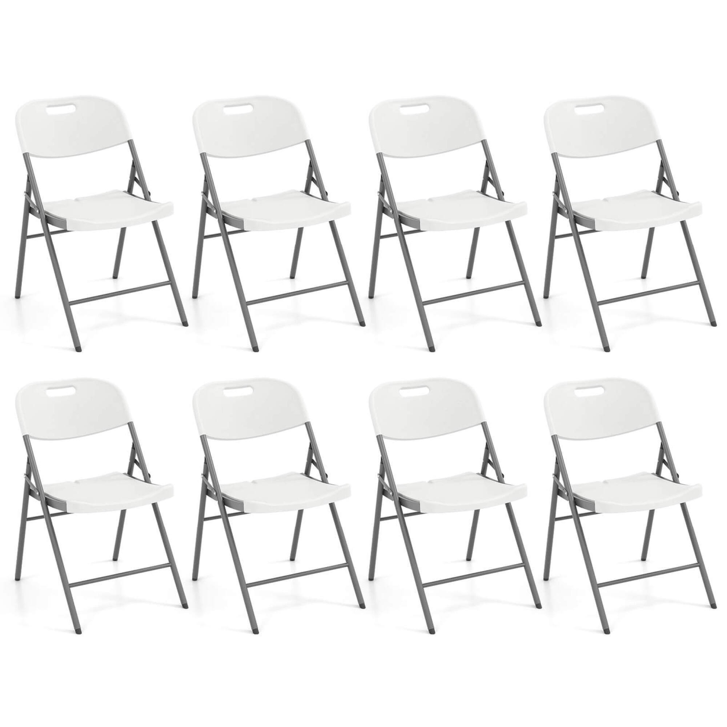 Ensemble de 8 chaises pliantes en plastique PEHD avec cadre en métal de Costway pour le bureau à domicile