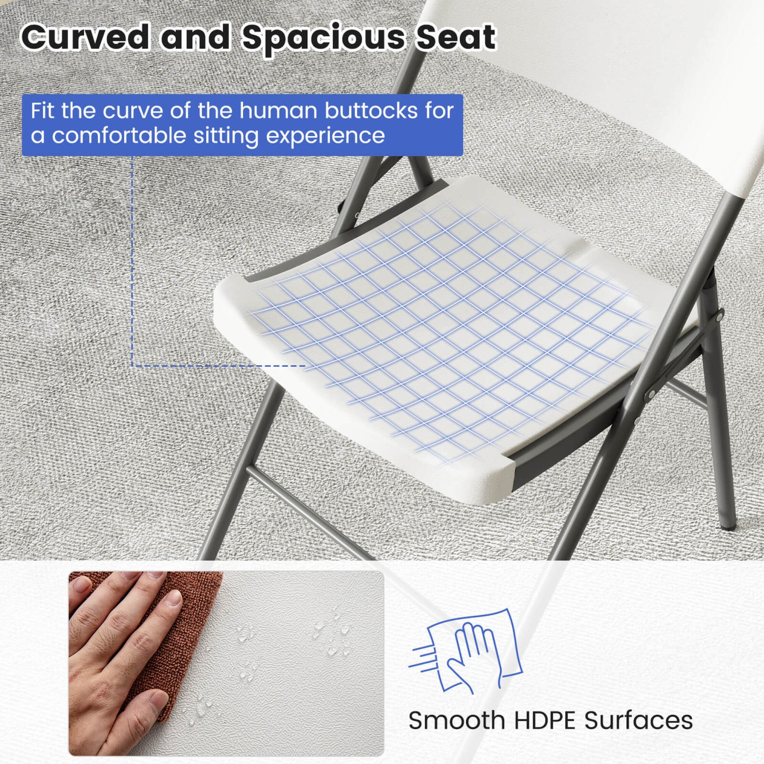 Ensemble de 8 chaises pliantes en plastique PEHD avec cadre en métal de Costway pour le bureau à domicile