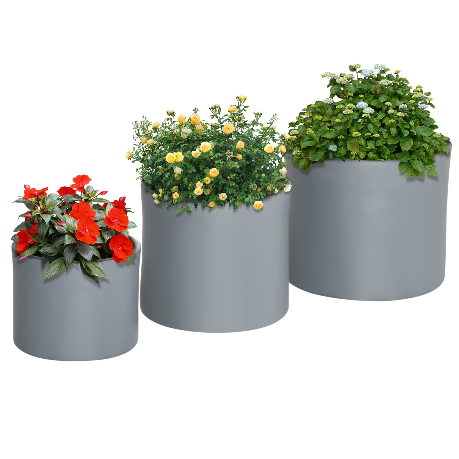 Outsunny Set of 3 Outdoor Planter Set, 13/11.5/9 in, Flower Pots with Drainage Holes, Outdoor Plant Pots for Patio, Yard, Garden