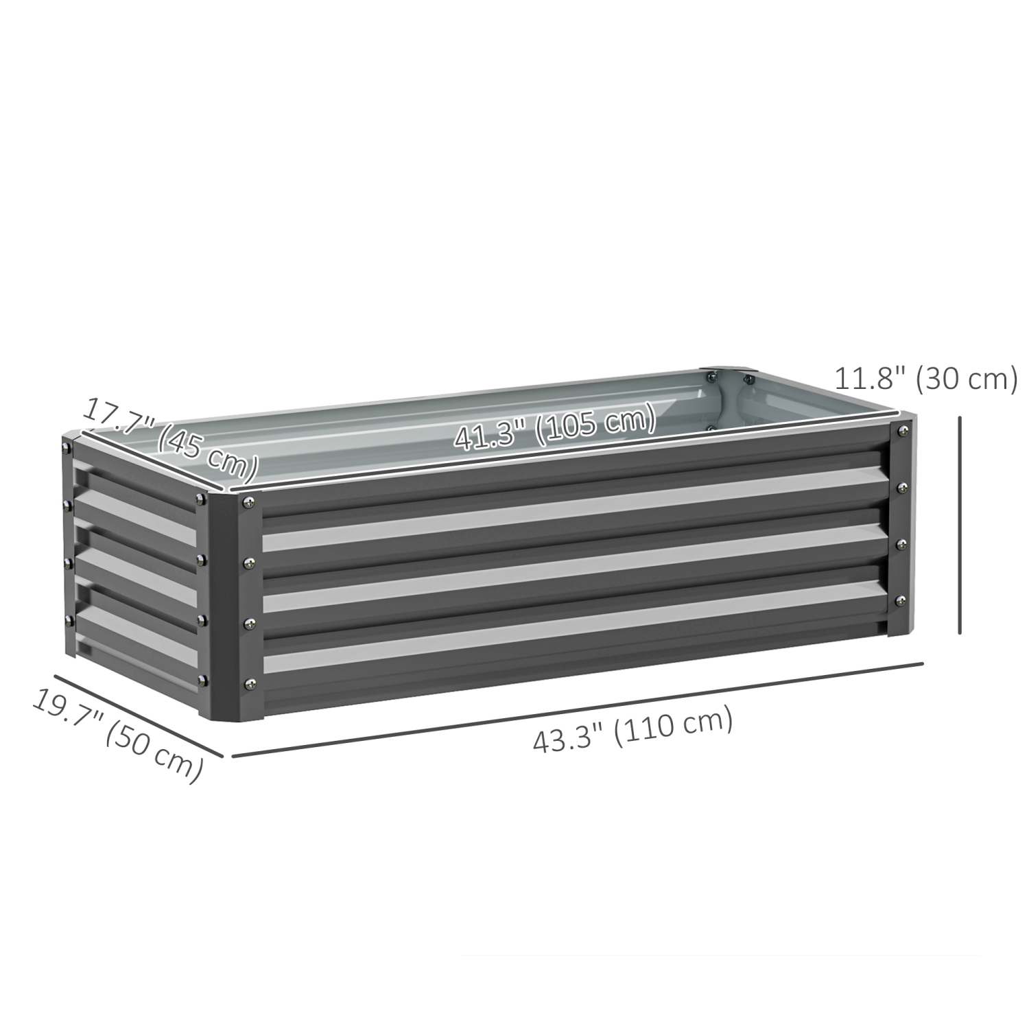 Outsunny Set of 2 Raised Garden Bed, 3.6 x 1.6 x 1ft Steel Planters for Outdoor Plants, Elevated Planter Box, Easy-to-assemble, for Flowers Herbs and