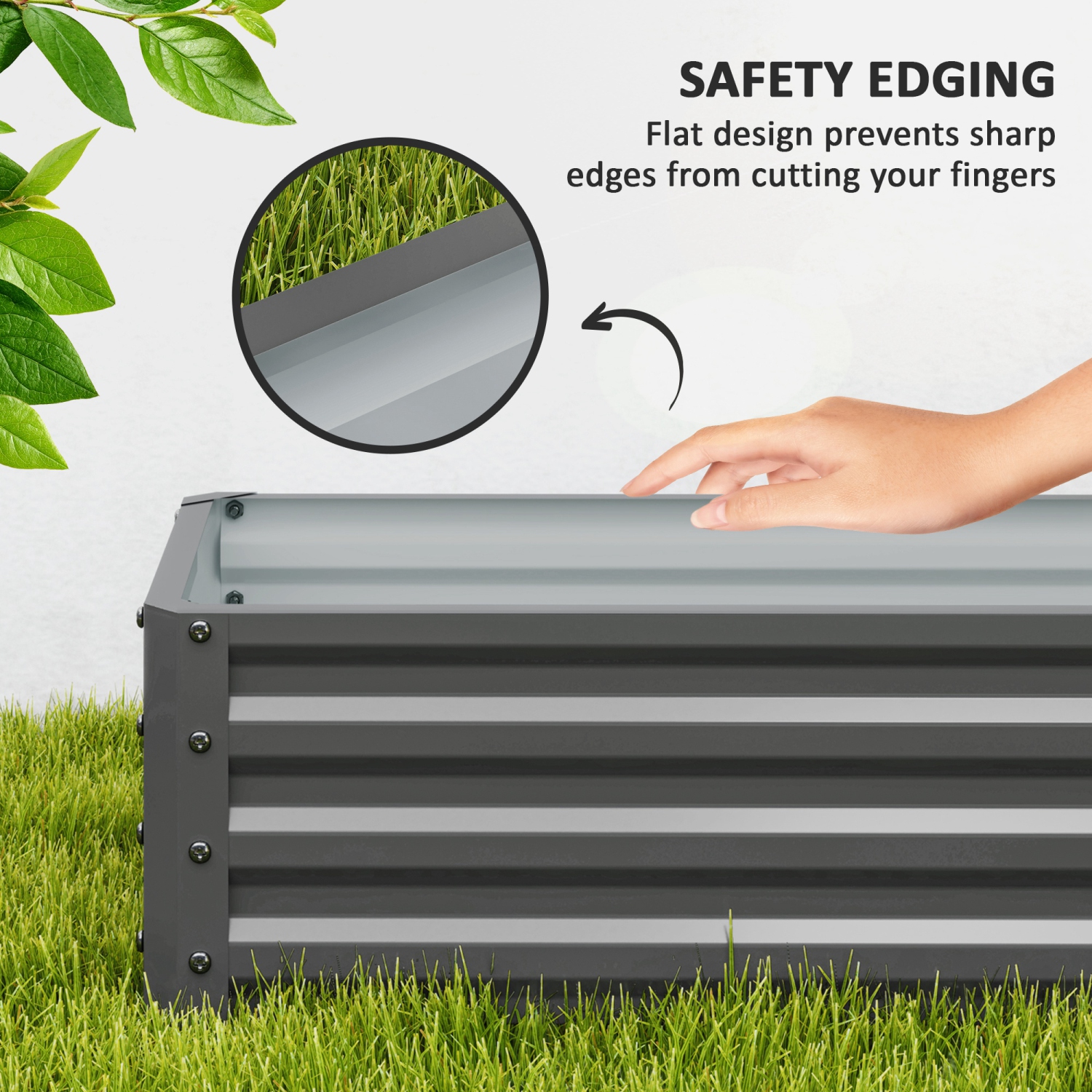 Outsunny Set of 2 Raised Garden Bed, 3.6 x 1.6 x 1ft Steel Planters for Outdoor Plants, Elevated Planter Box, Easy-to-assemble, for Flowers Herbs and