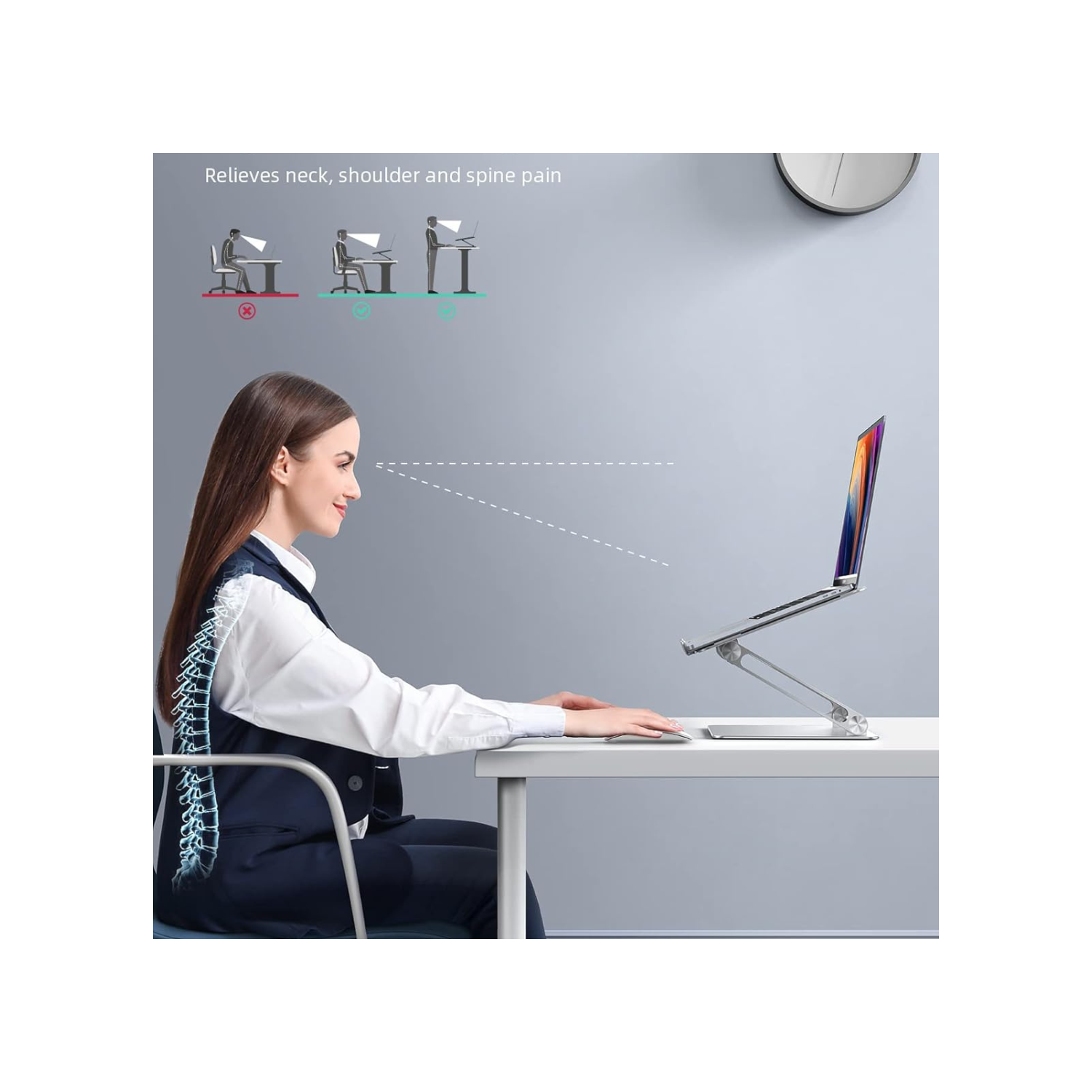 Lamicall Adjustable Laptop Stand, Portable Laptop Riser, Aluminum Laptop Stand for Desk Foldable, Ergonomic Computer Notebook Stand Holder for