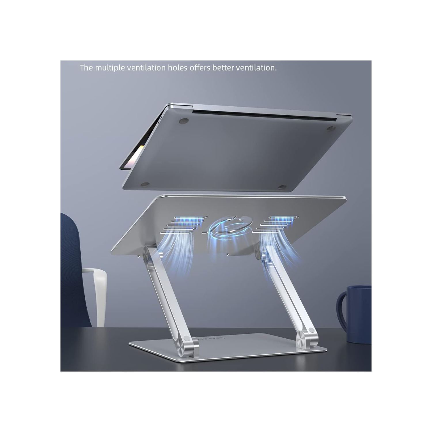 Lamicall Adjustable Laptop Stand, Portable Laptop Riser, Aluminum Laptop Stand for Desk Foldable, Ergonomic Computer Notebook Stand Holder for