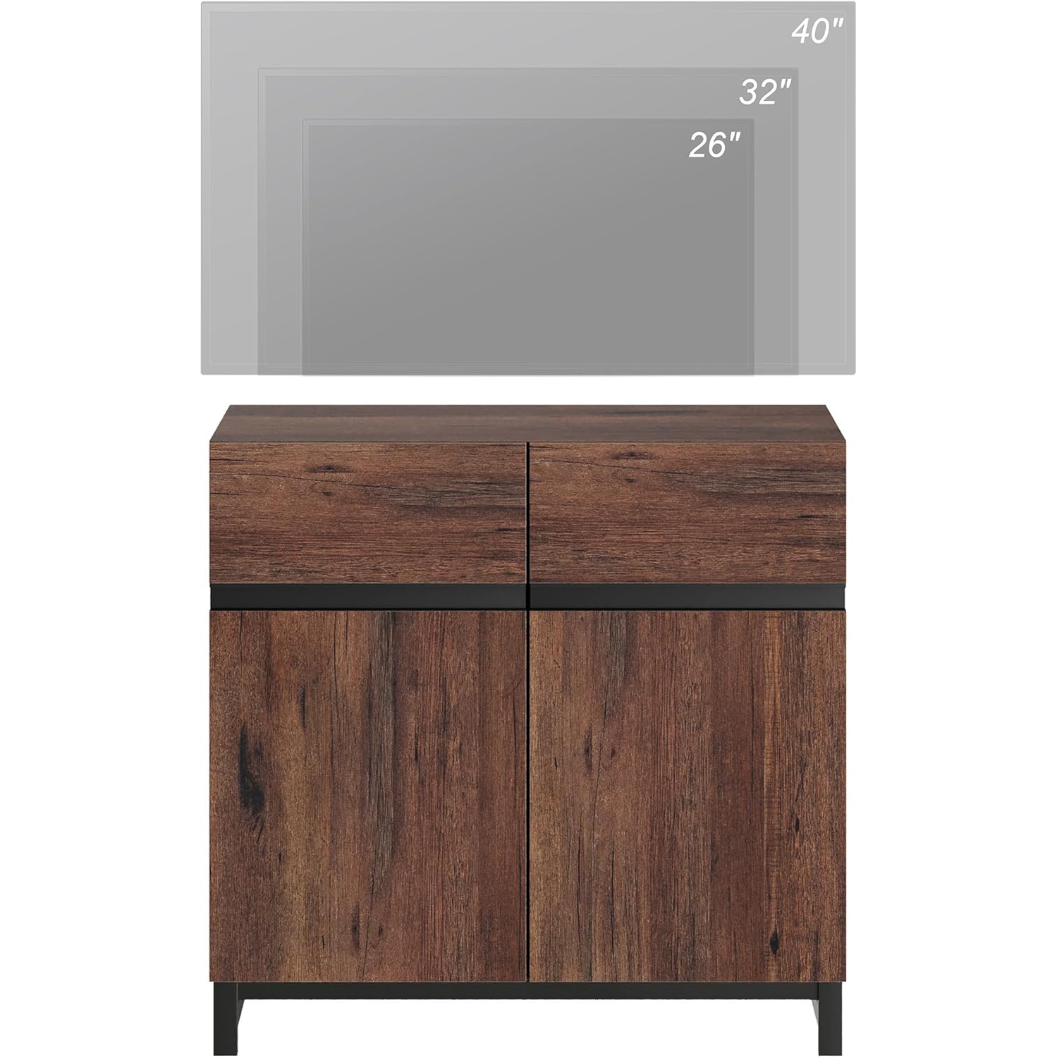 Meuble pour téléviseur moderne WAMPAT pour téléviseurs jusqu'à 40&nbsp;po, meuble pour téléviseur avec tablette réglable et base en métal pour salon,