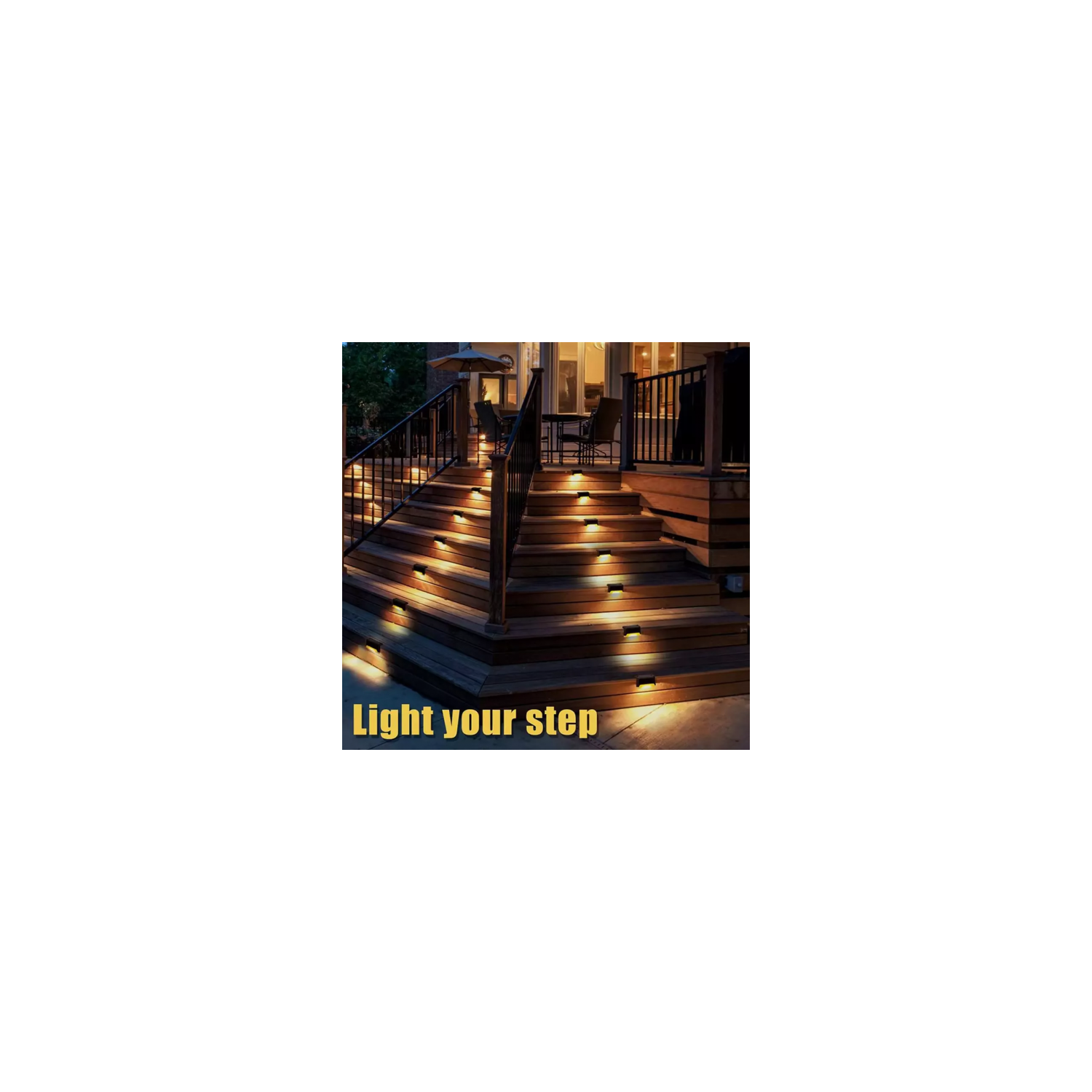 Lampadaire solaire LED blanc chaud - Marchepied solaire LED blanc chaud