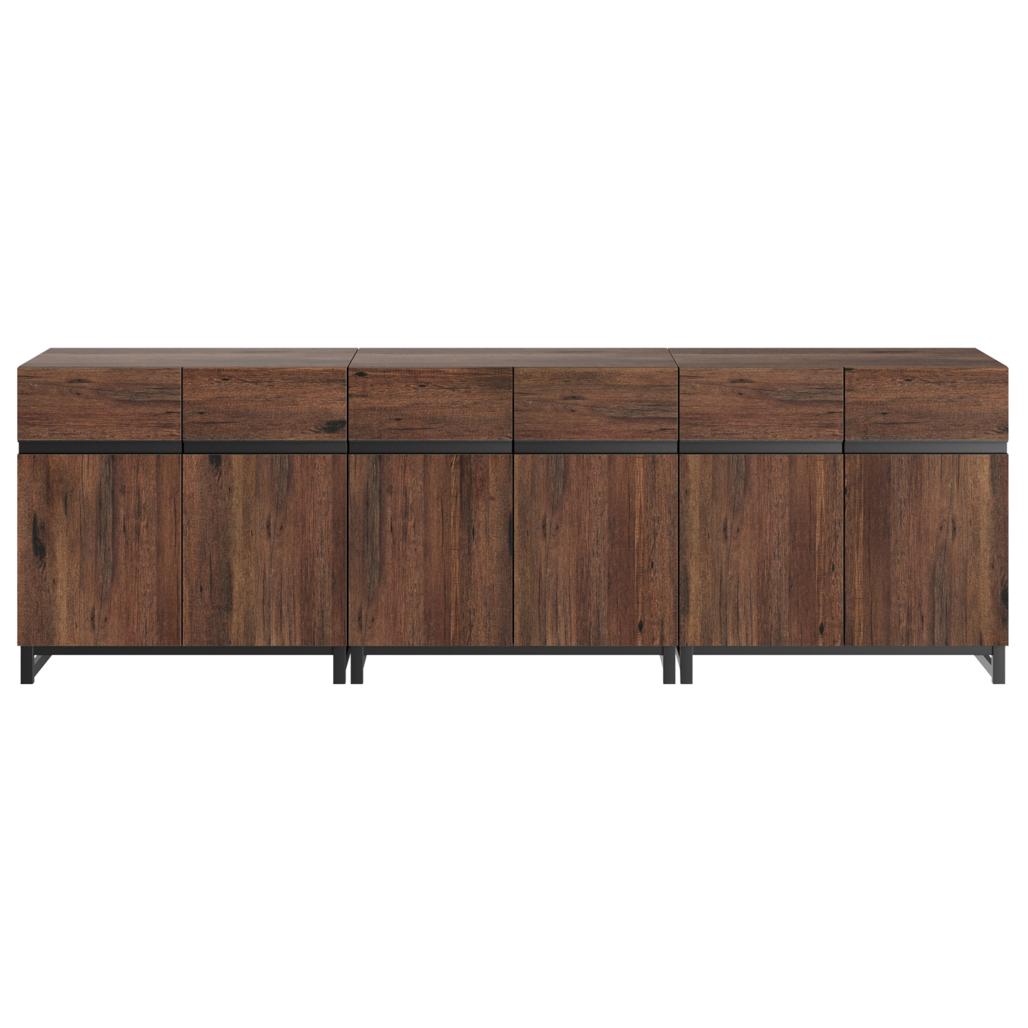 Buffet multifonctionnel 3 en 1 WAMPAT, armoire de rangement moderne avec tablette réglable et base en métal, armoire de rangement de bar à café pour