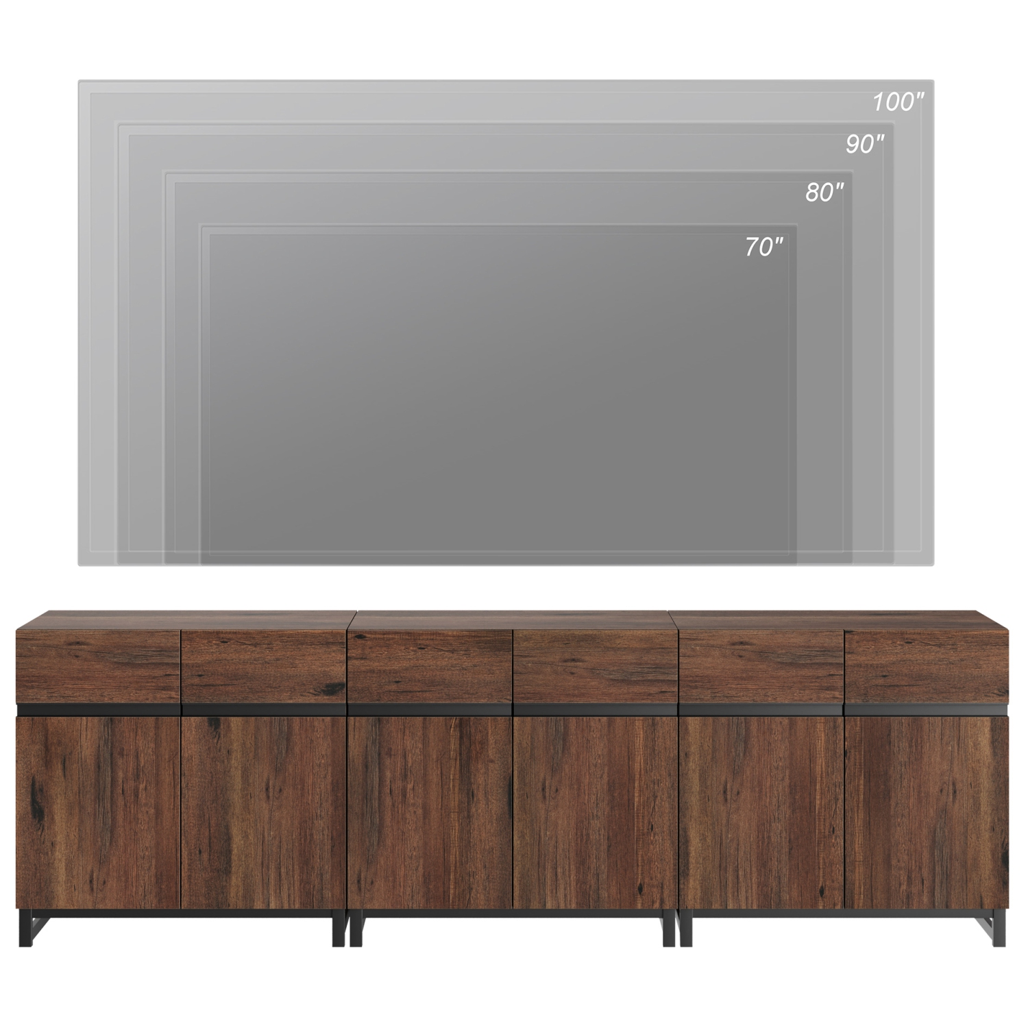 WAMPAT Modern TV Stand for TVs up to 100 inch, 3 in 1 Entertainment Center TV Console with Adjustable Shelves and Metal Base for Living